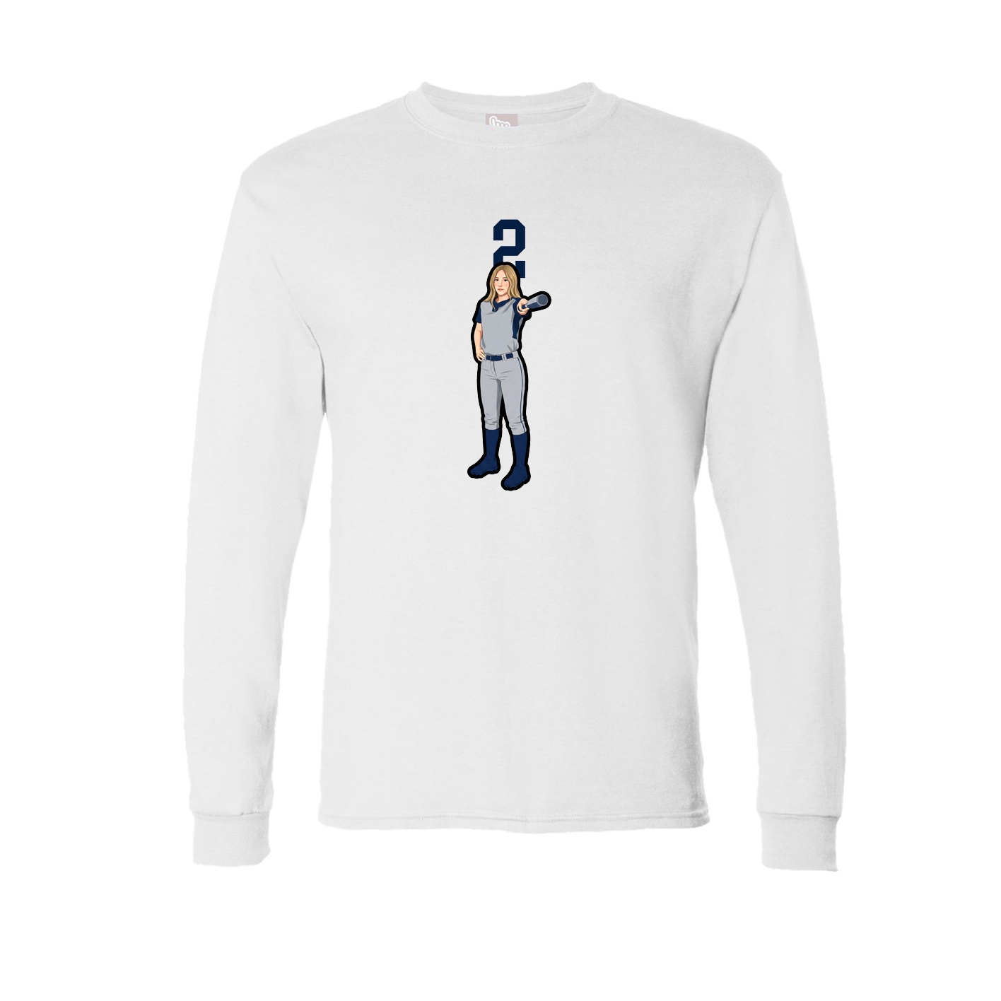 Long Sleeve Tee — Number Top in White