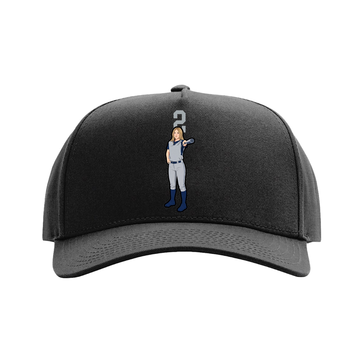 Full Fabric Five-Panel Champ Cap — Number Top in Black