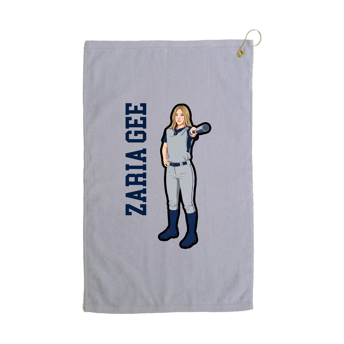 Golf Towel — Name Vertical in Grey
