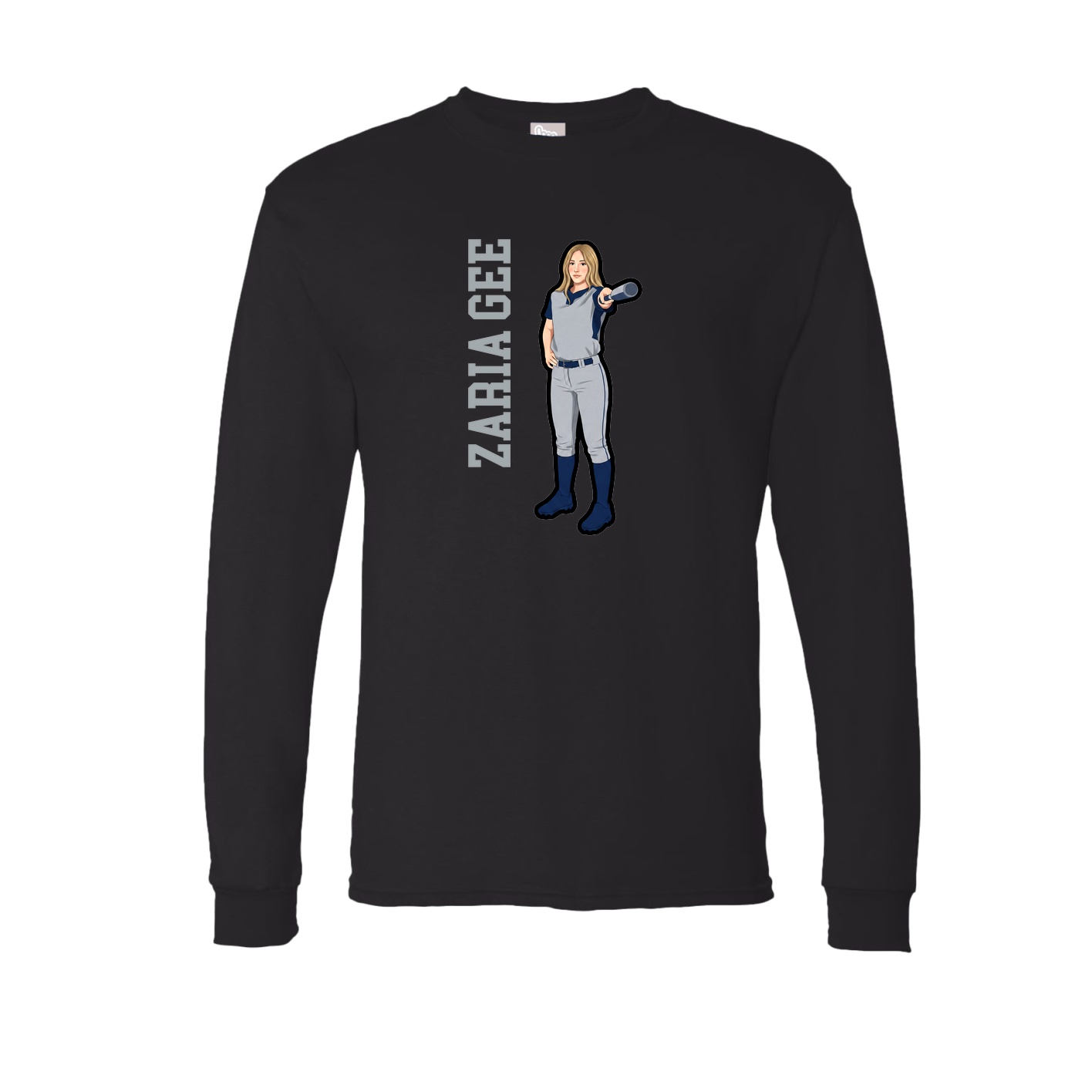Long Sleeve Tee — Name Vertical in Black