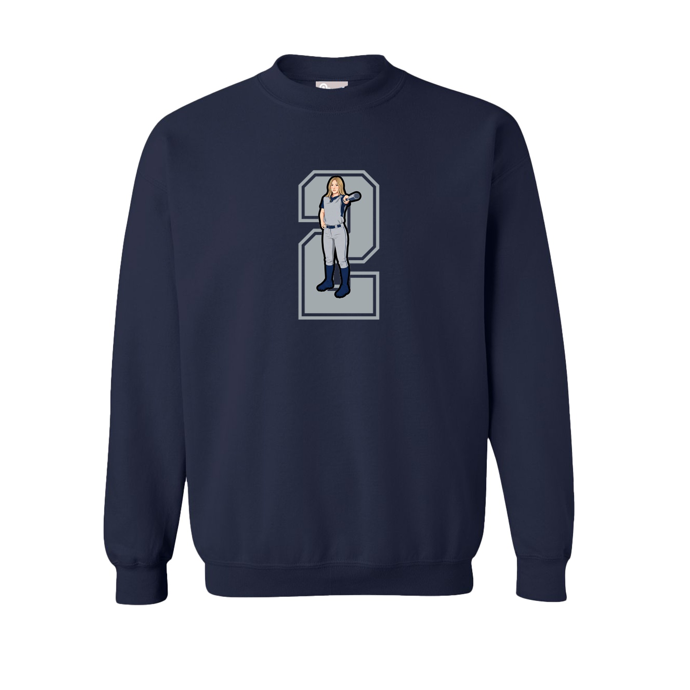 Fleece Crew — Number in Navy