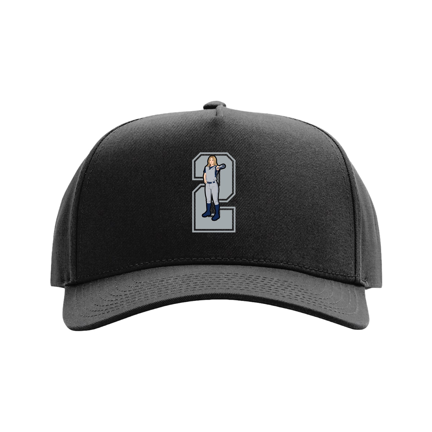 Full Fabric Five-Panel Champ Cap — Number in Black