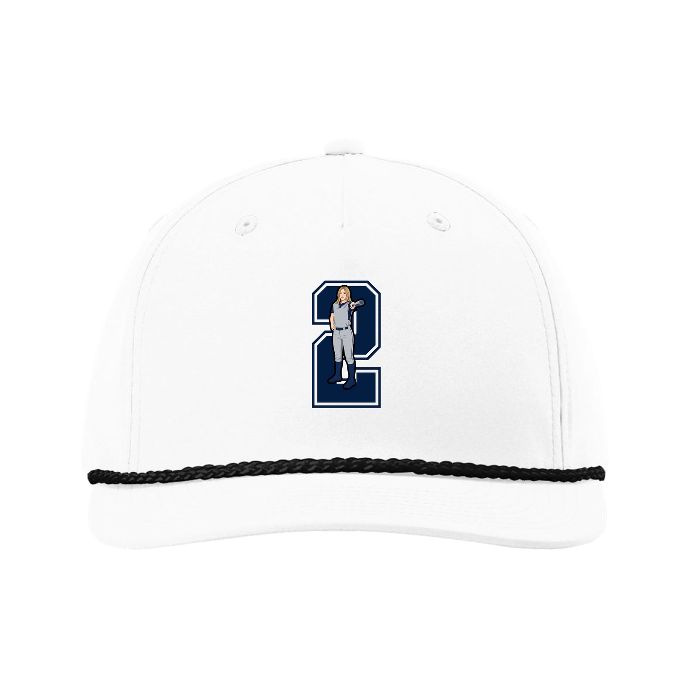 Five-Panel Classic Rope Cap — Number in White