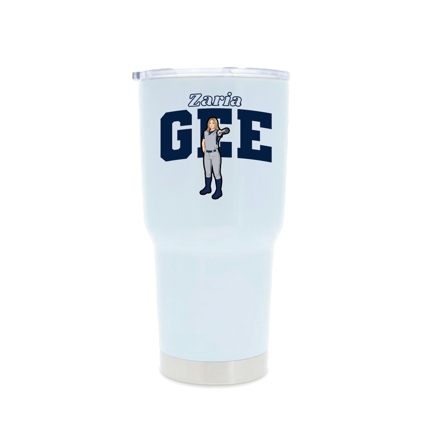 30oz Stainless Steel Tumbler — Name Arch in White