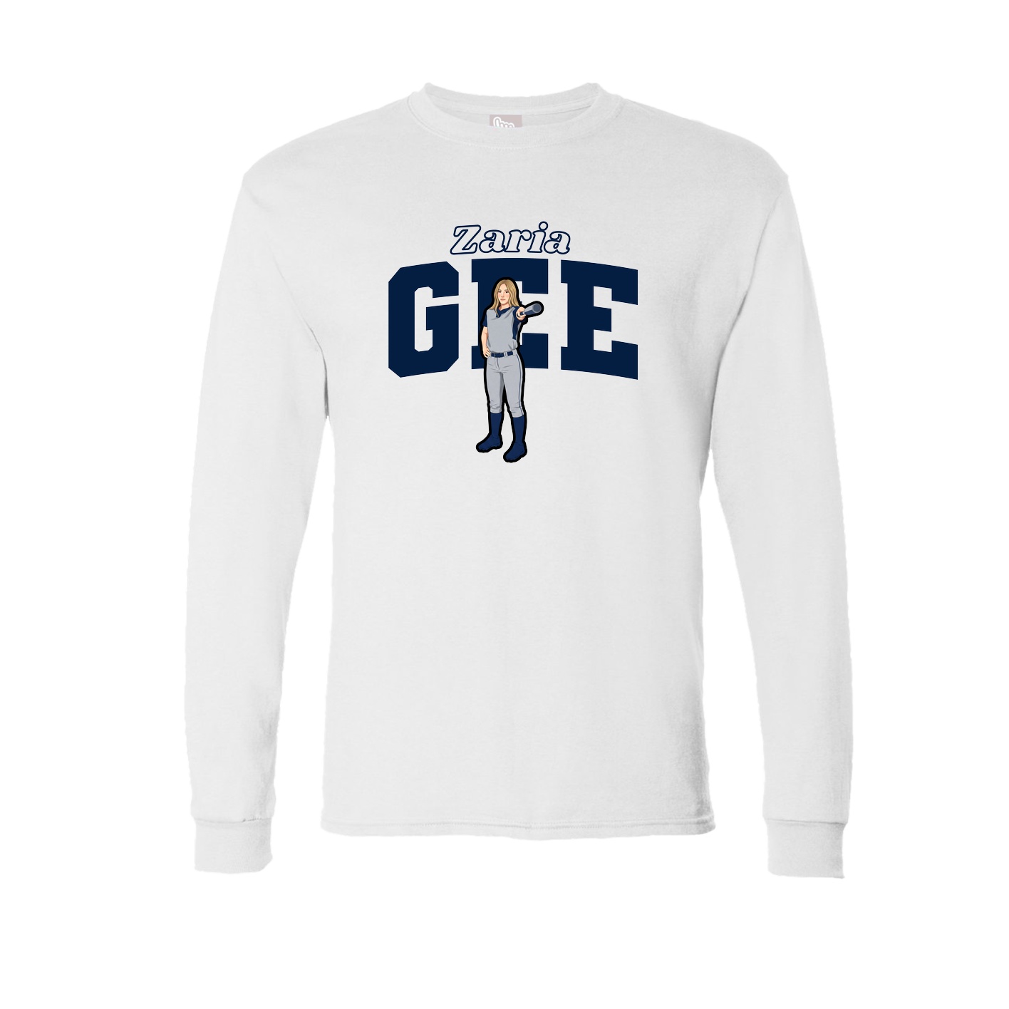 Long Sleeve Tee — Name Arch in White