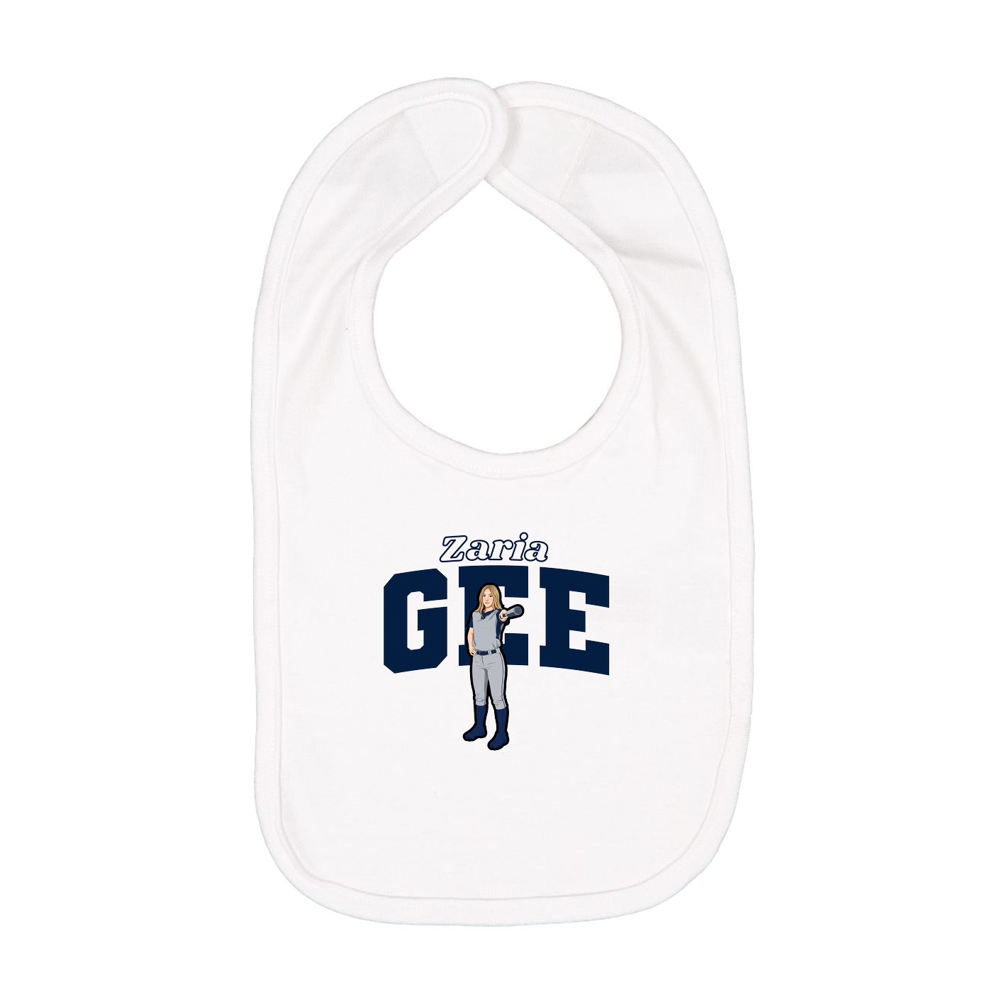 Infant Bib — Name Arch in White