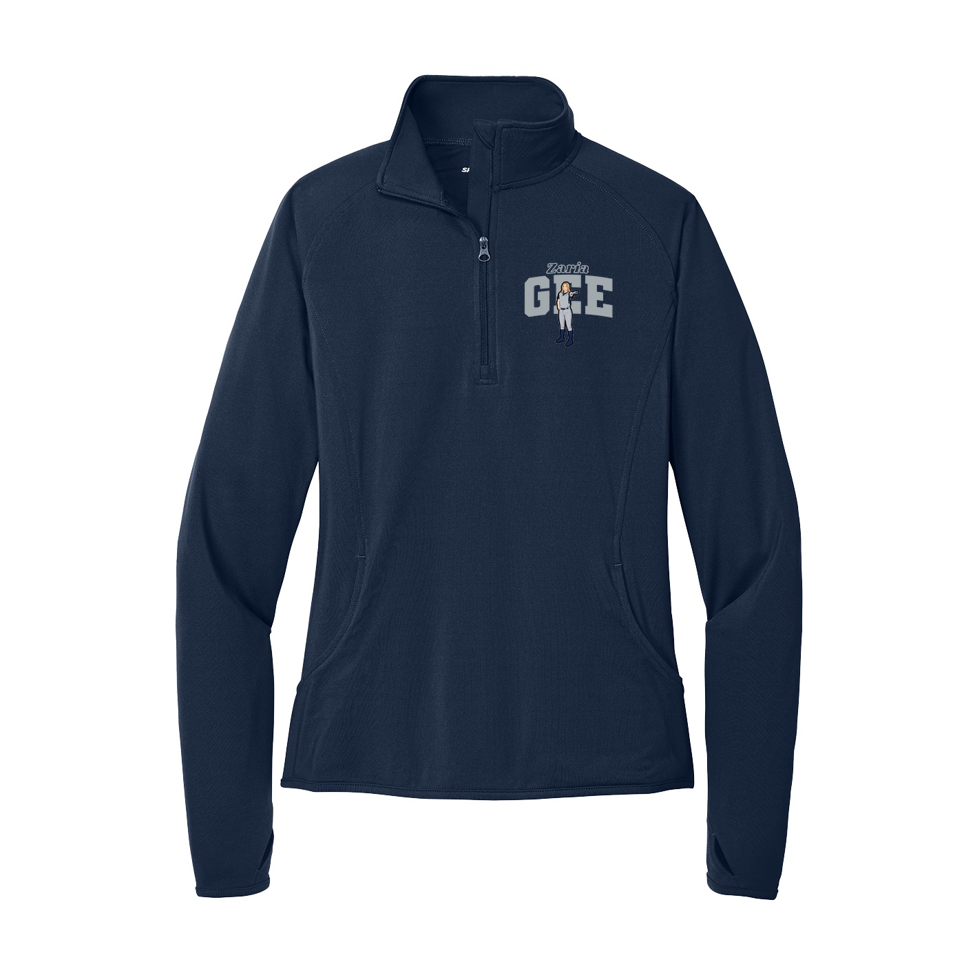 Women's Q-Zip Pullover — Name Arch in Navy