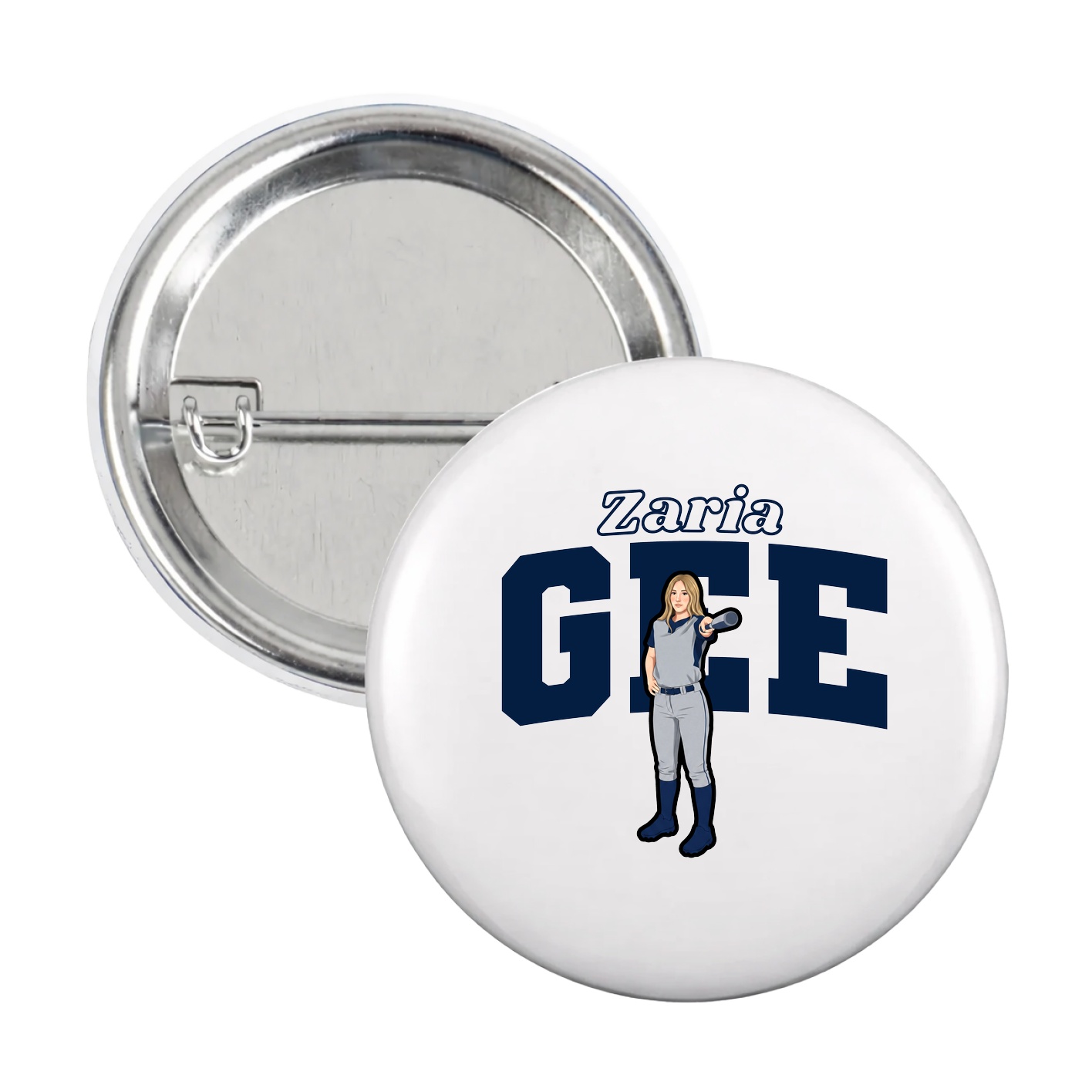 Game Day Button — Name Arch in White