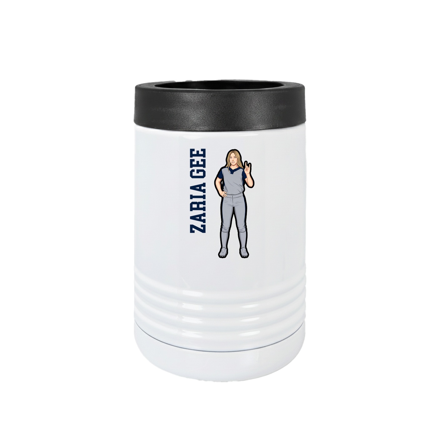 Beverage Holder — Name Vertical in White