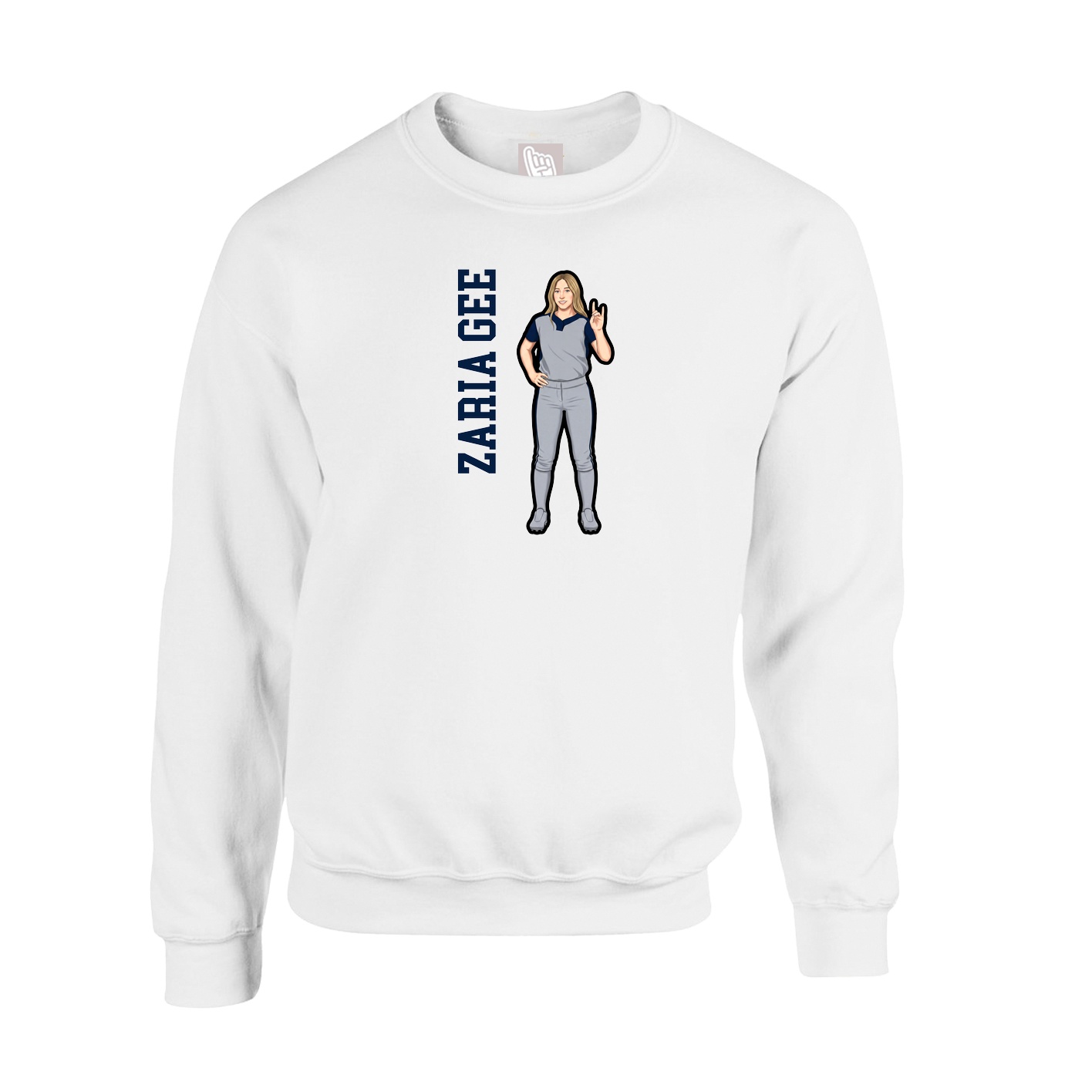Fleece Crew — Name Vertical in White