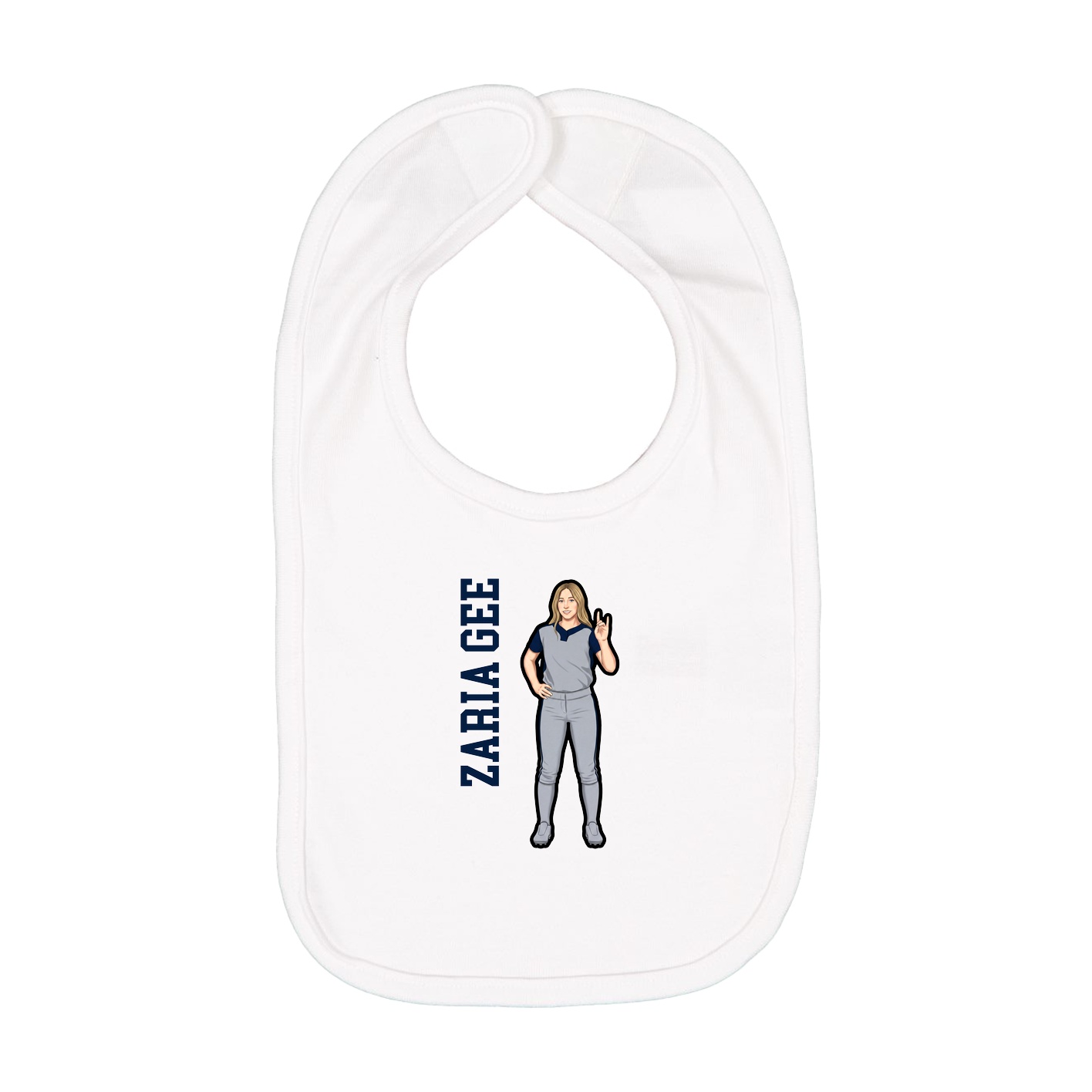 Infant Bib — Name Vertical in White