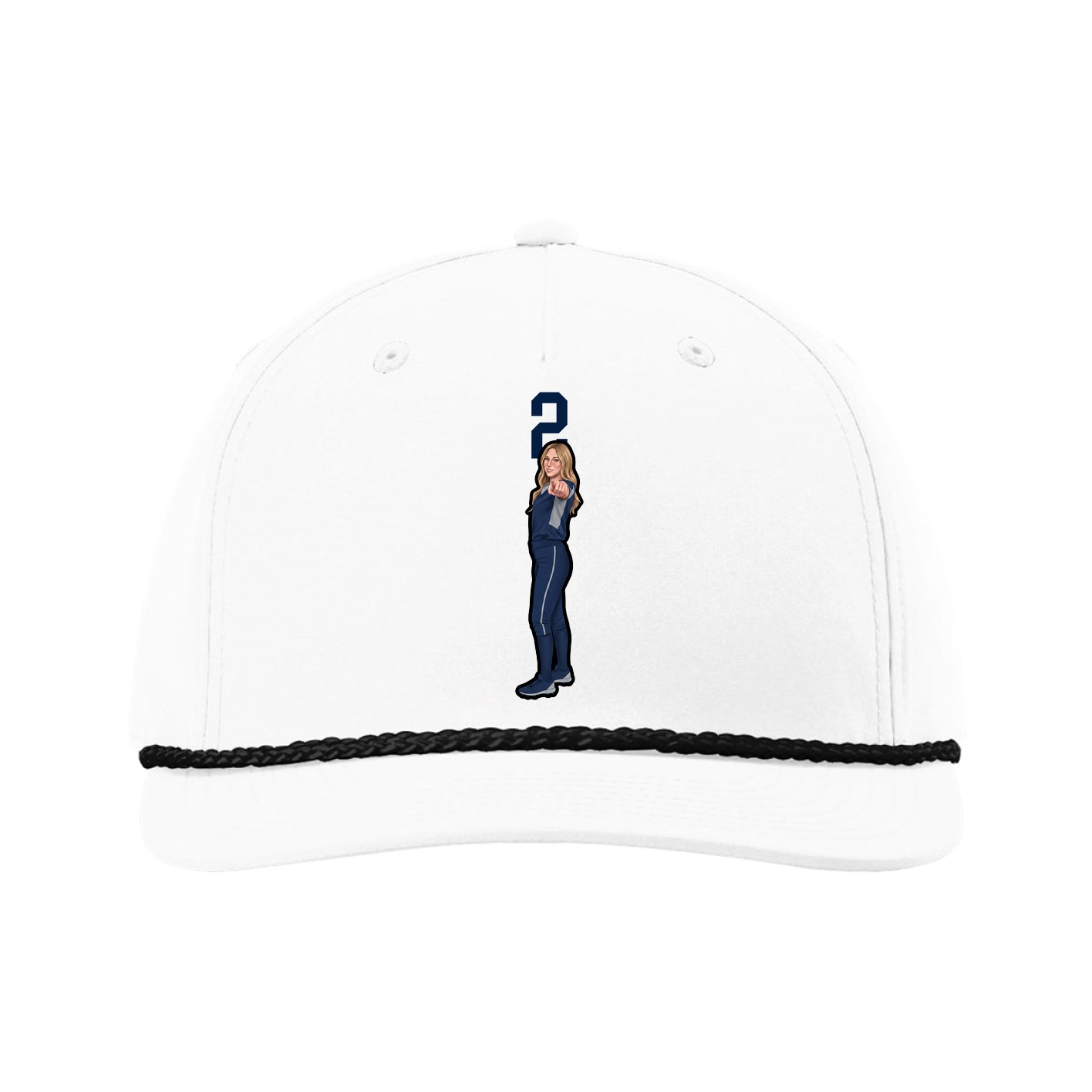 Five-Panel Classic Rope Cap — Number Top in White