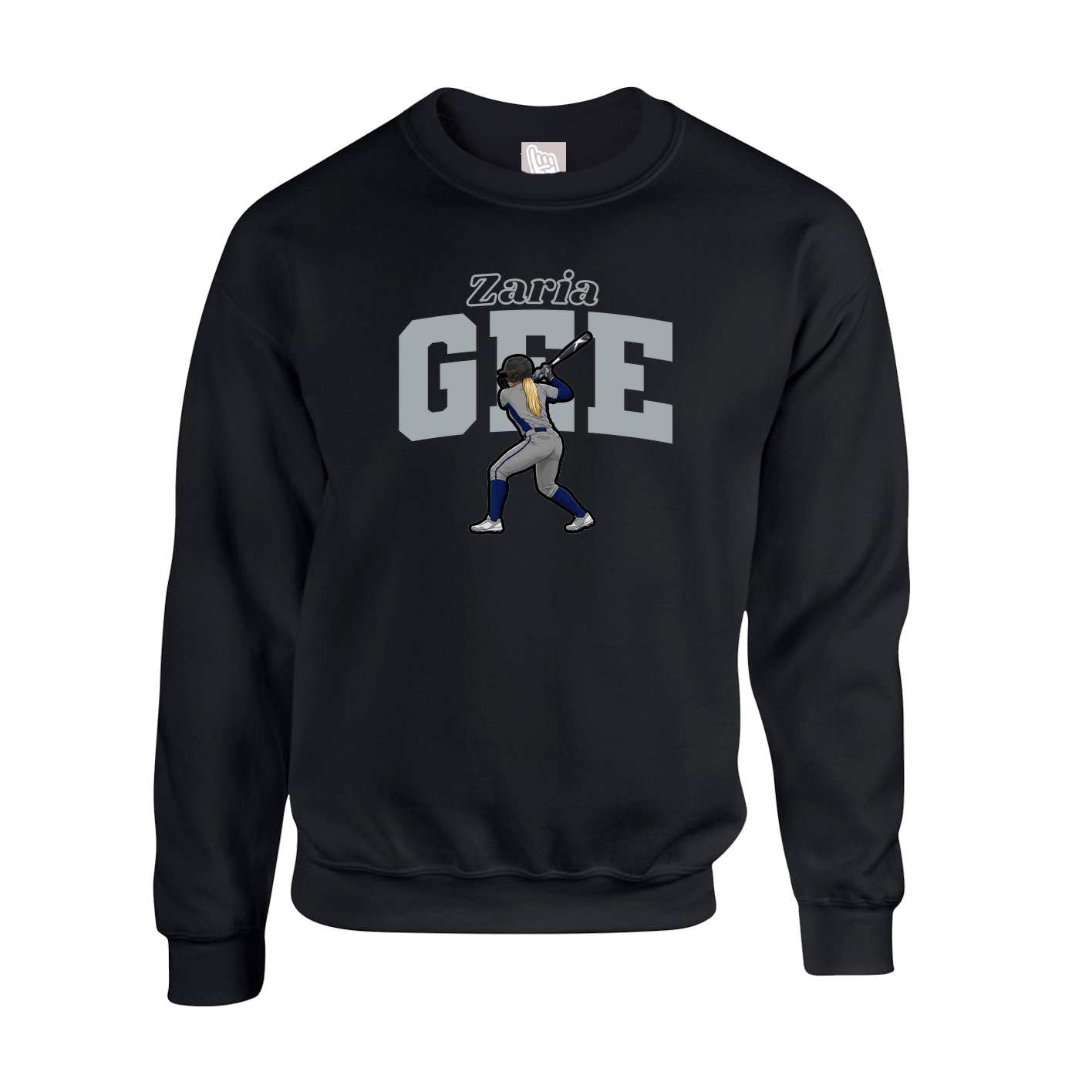 Fleece Crew — Name Arch in Black