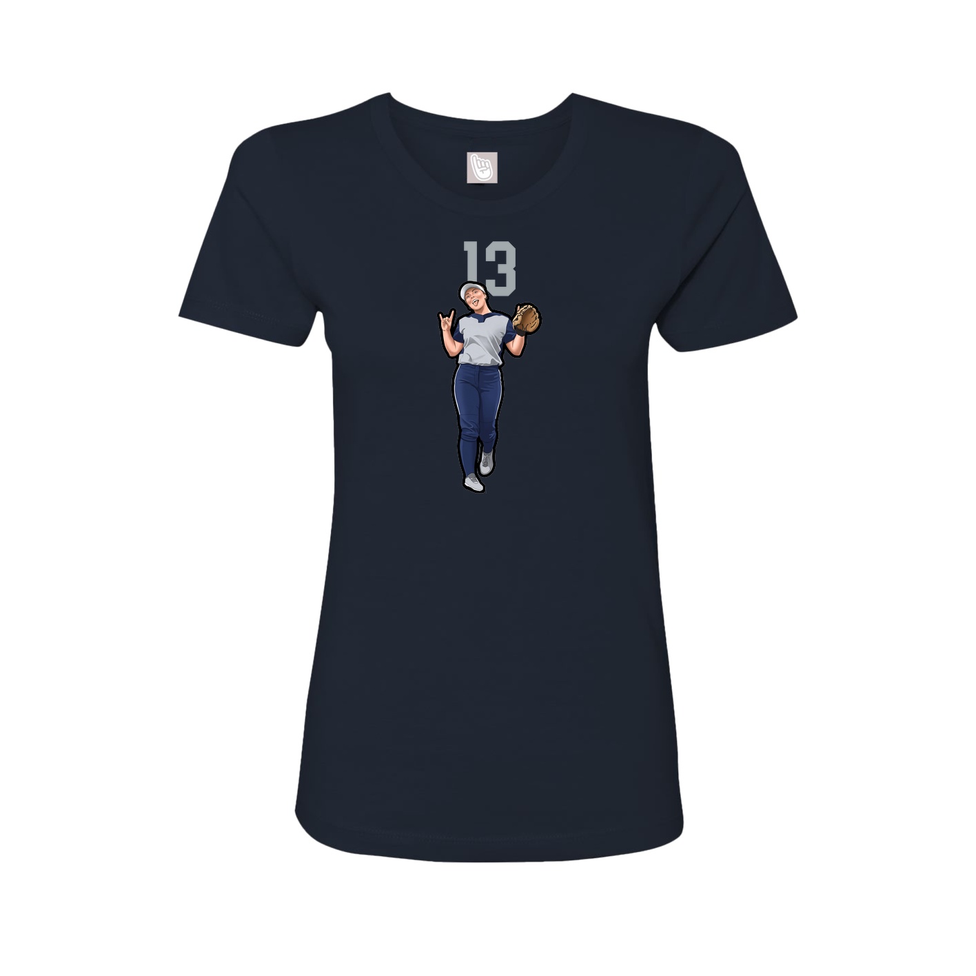 Fitted Women's Tee — Number Top in Navy