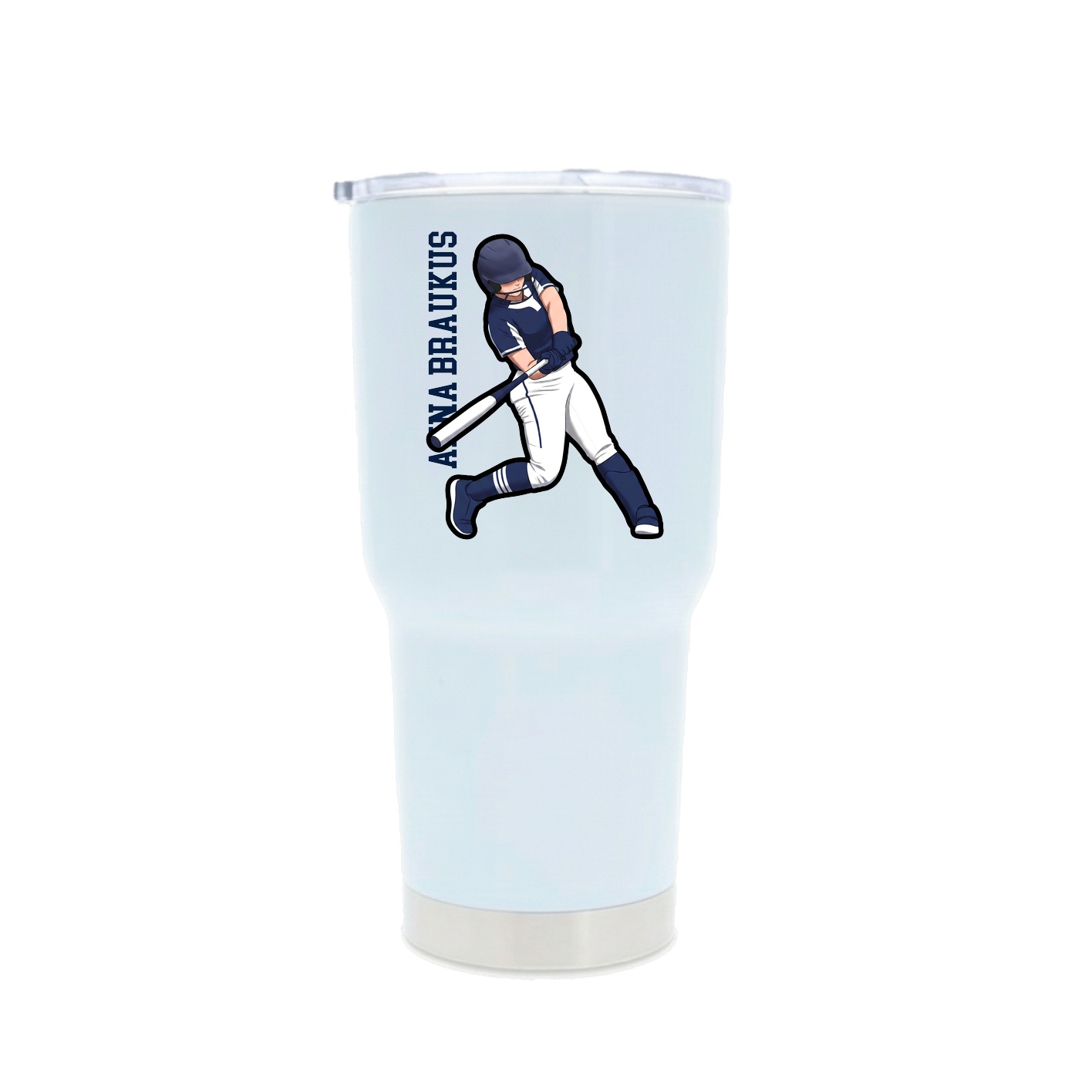 30oz Stainless Steel Tumbler — Name Vertical in White