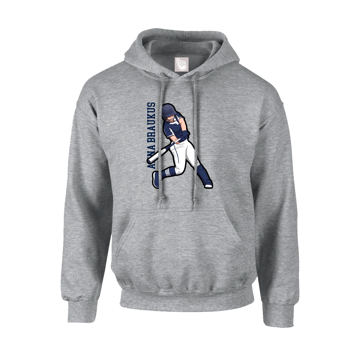 Youth Hoodie — Name Vertical in Grey