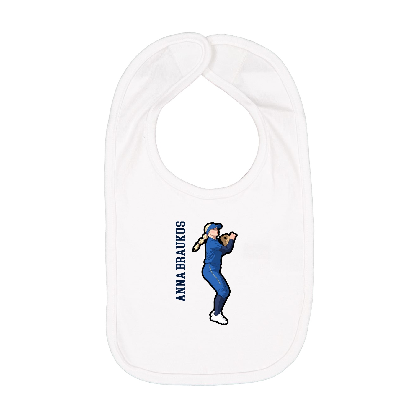 Infant Bib — Name Vertical in White
