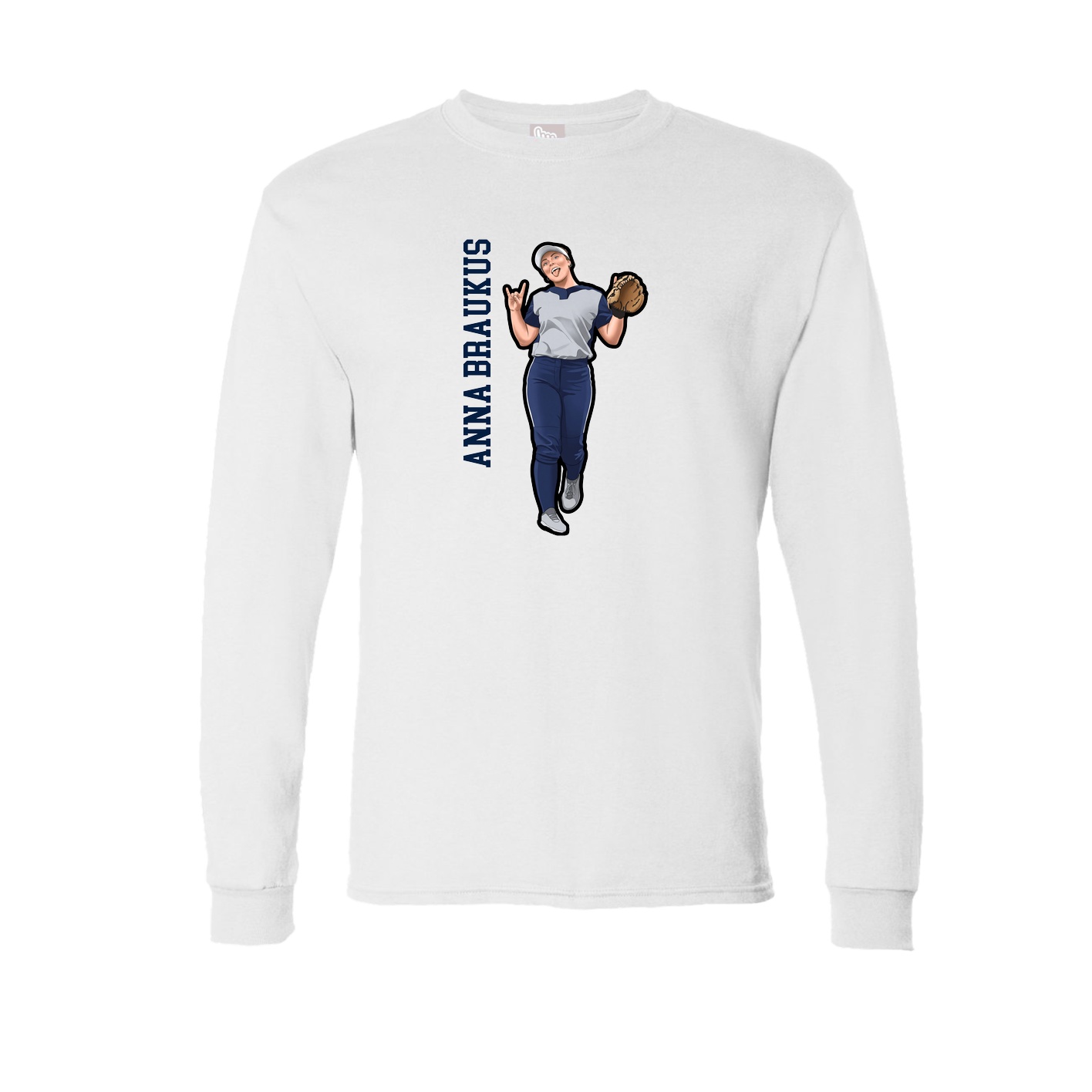 Long Sleeve Tee — Name Vertical in White