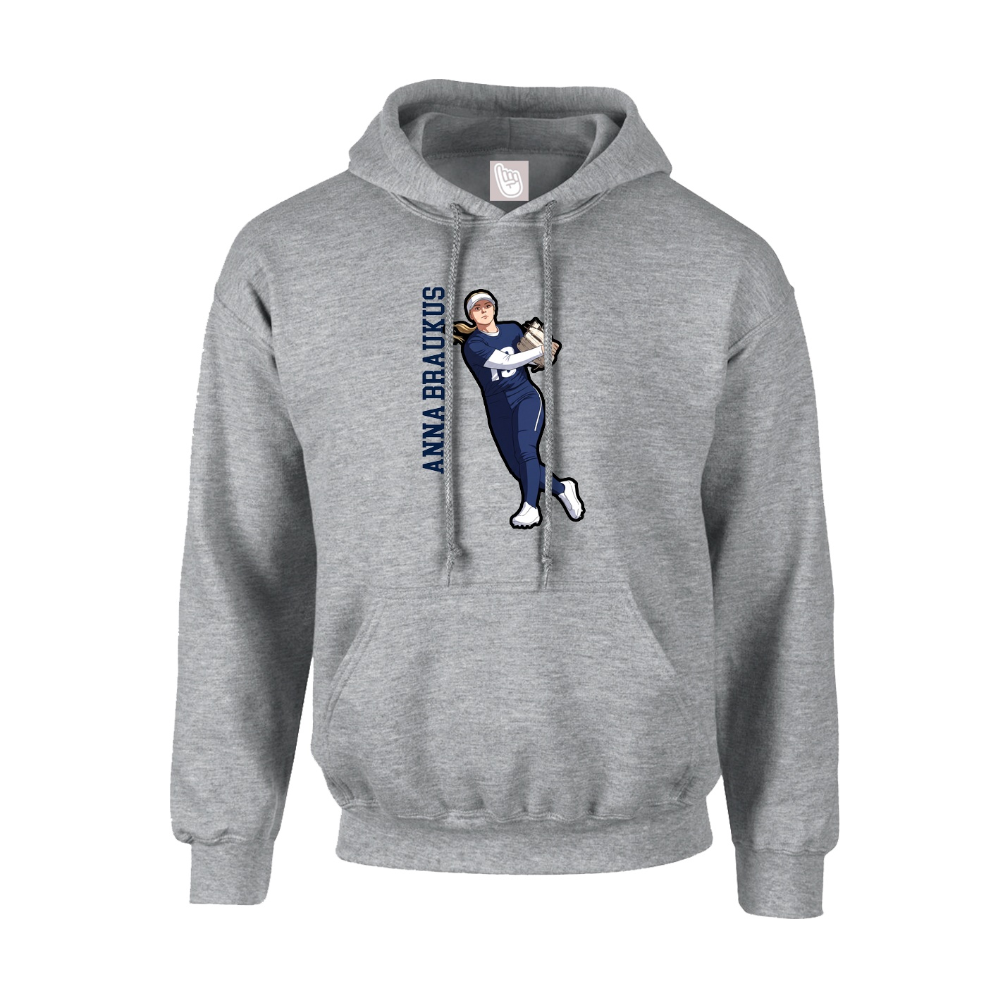 Hoodie — Name Vertical in Grey