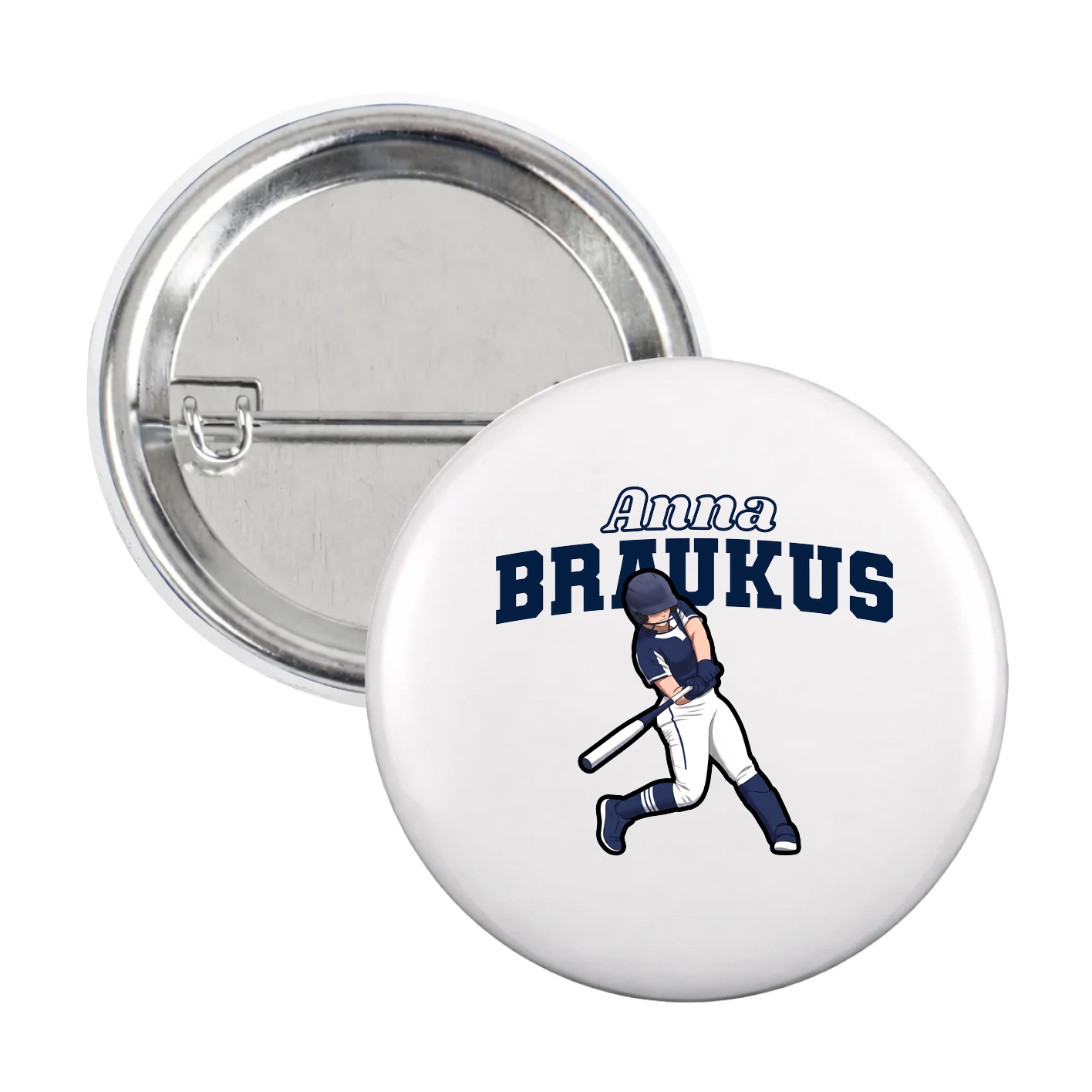 Game Day Button — Name Arch in White