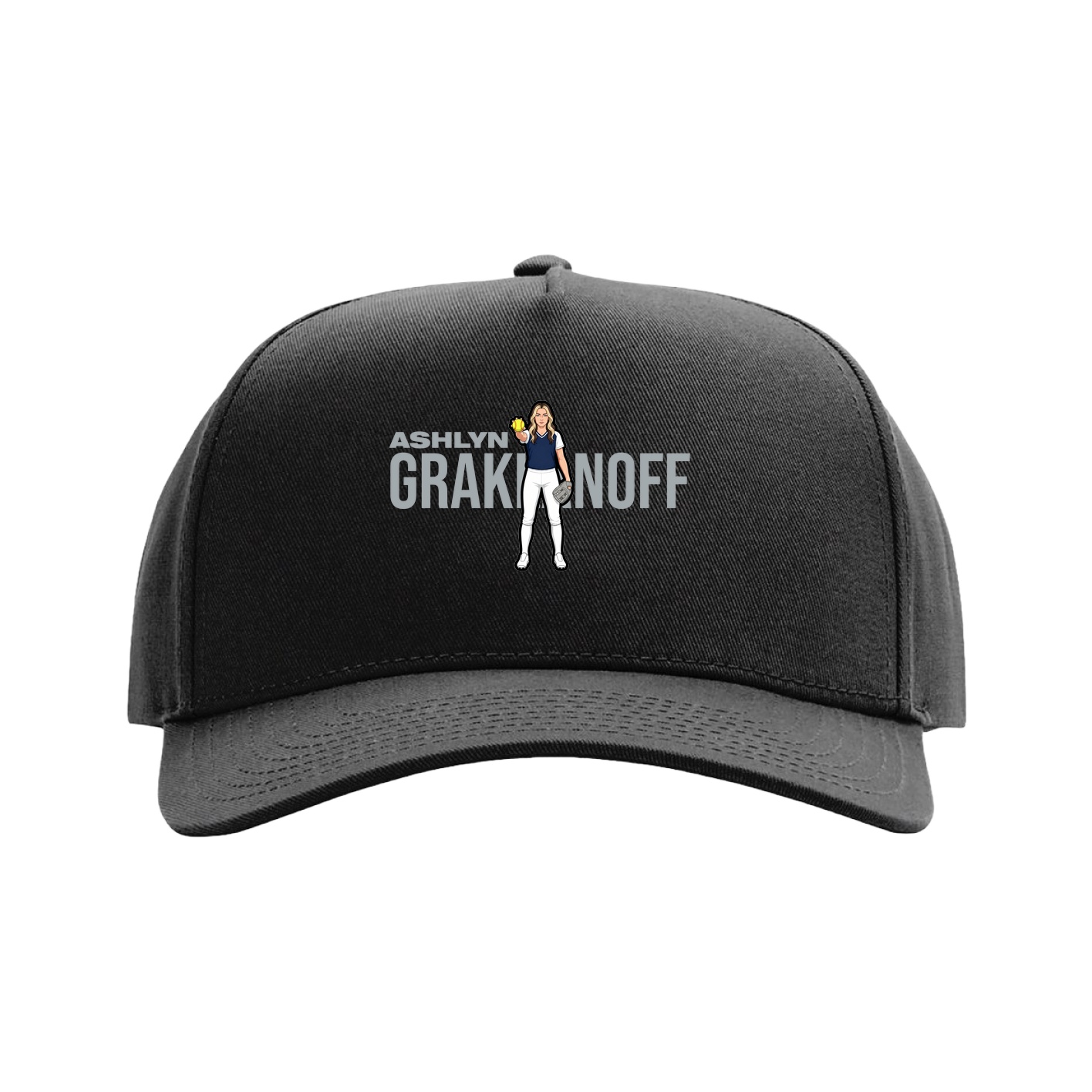 Full Fabric Five-Panel Champ Cap — Player Name in Black