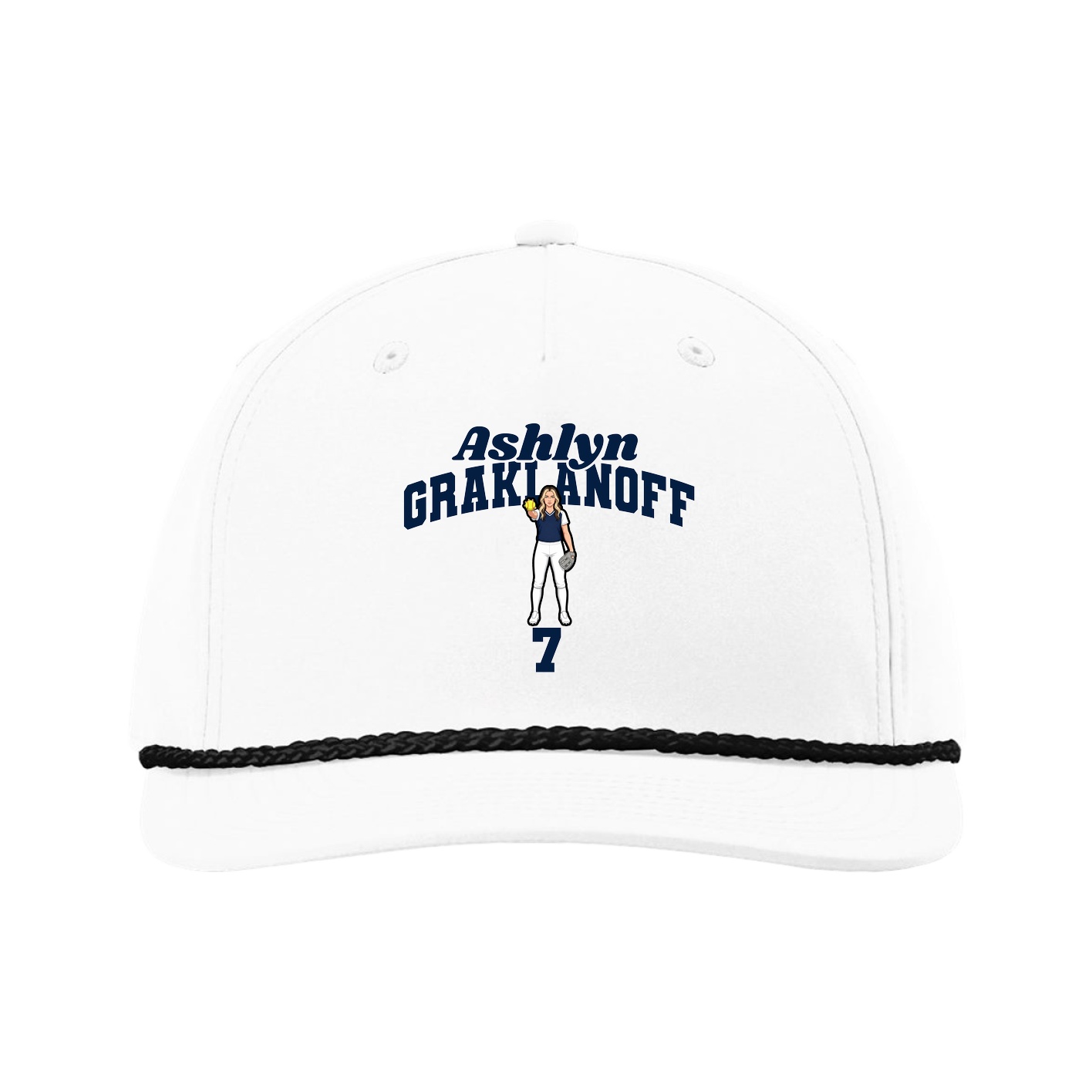 Five-Panel Classic Rope Cap — Signature Arch in White