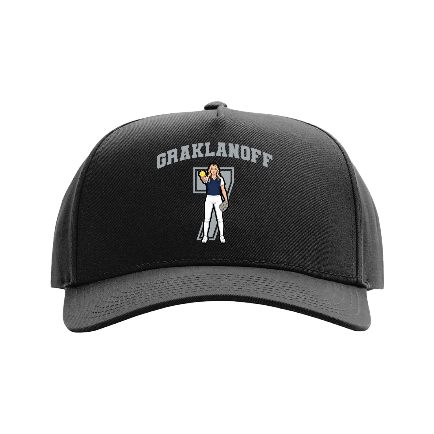 Full Fabric Five-Panel Champ Cap — Number in Black
