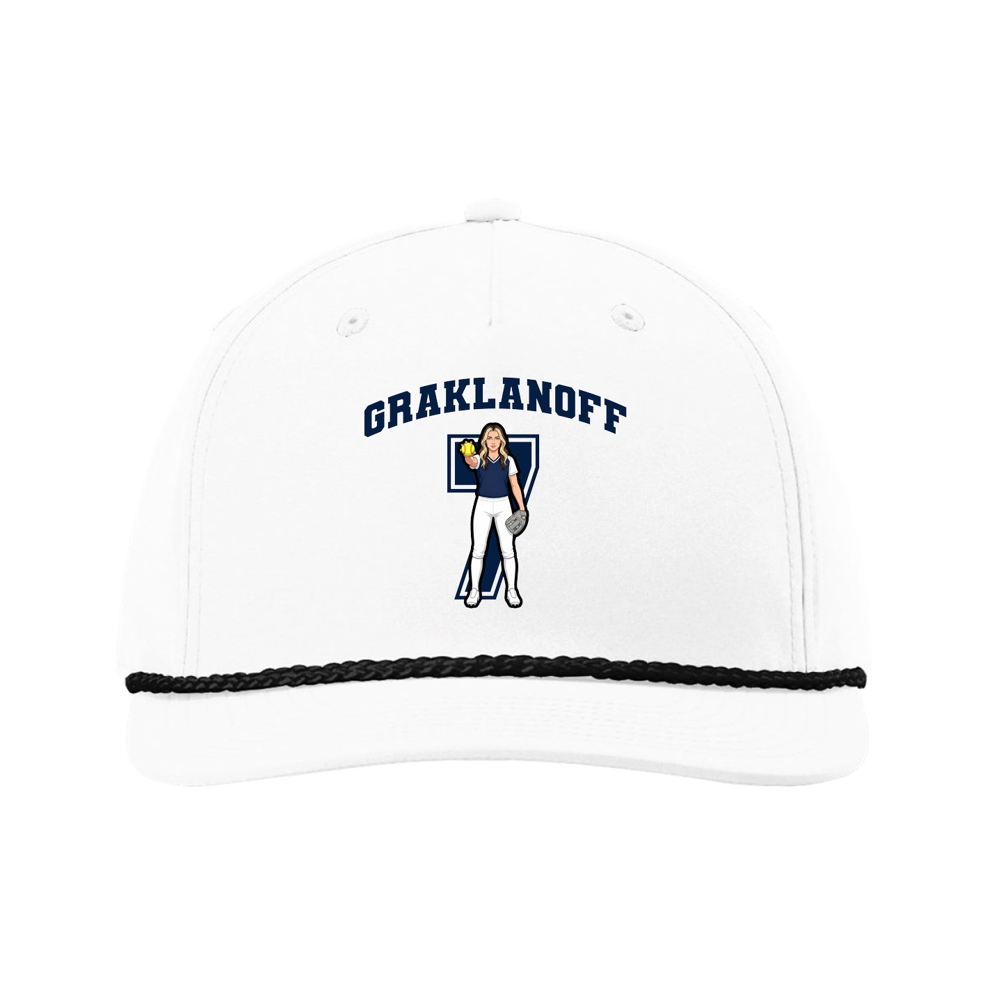 Five-Panel Classic Rope Cap — Number in White
