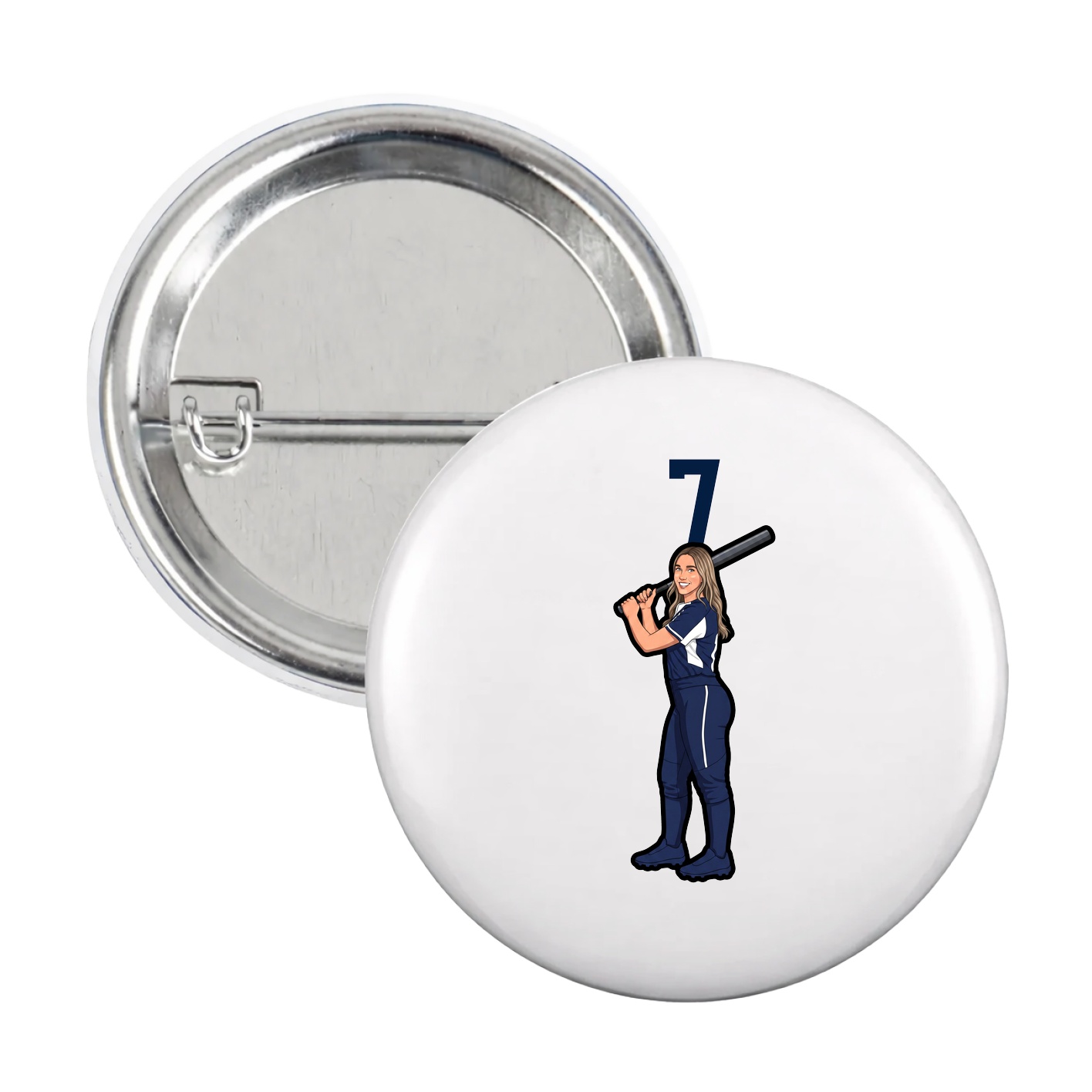 Game Day Button — Number Top in White