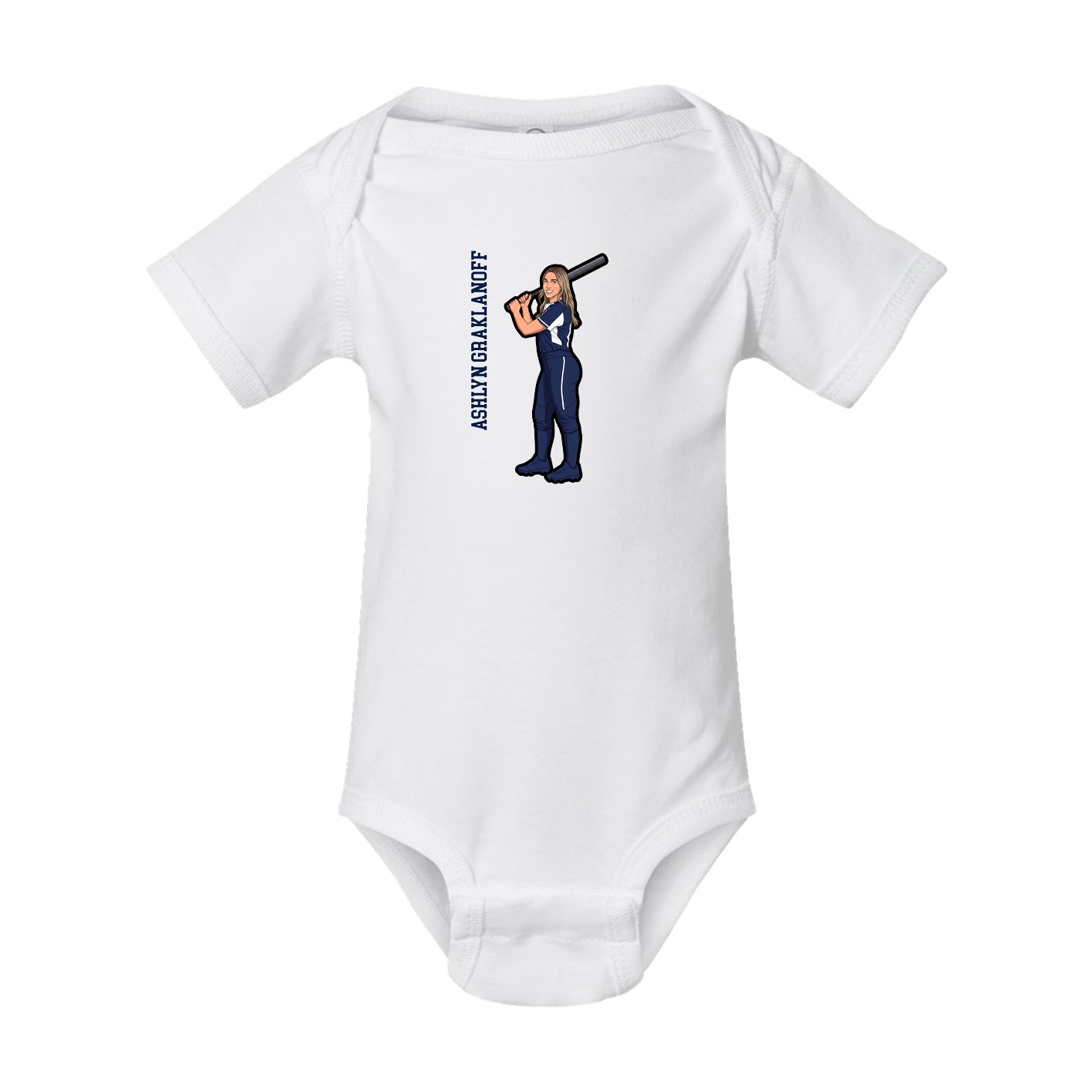 Baby Onesie — Name Vertical in White
