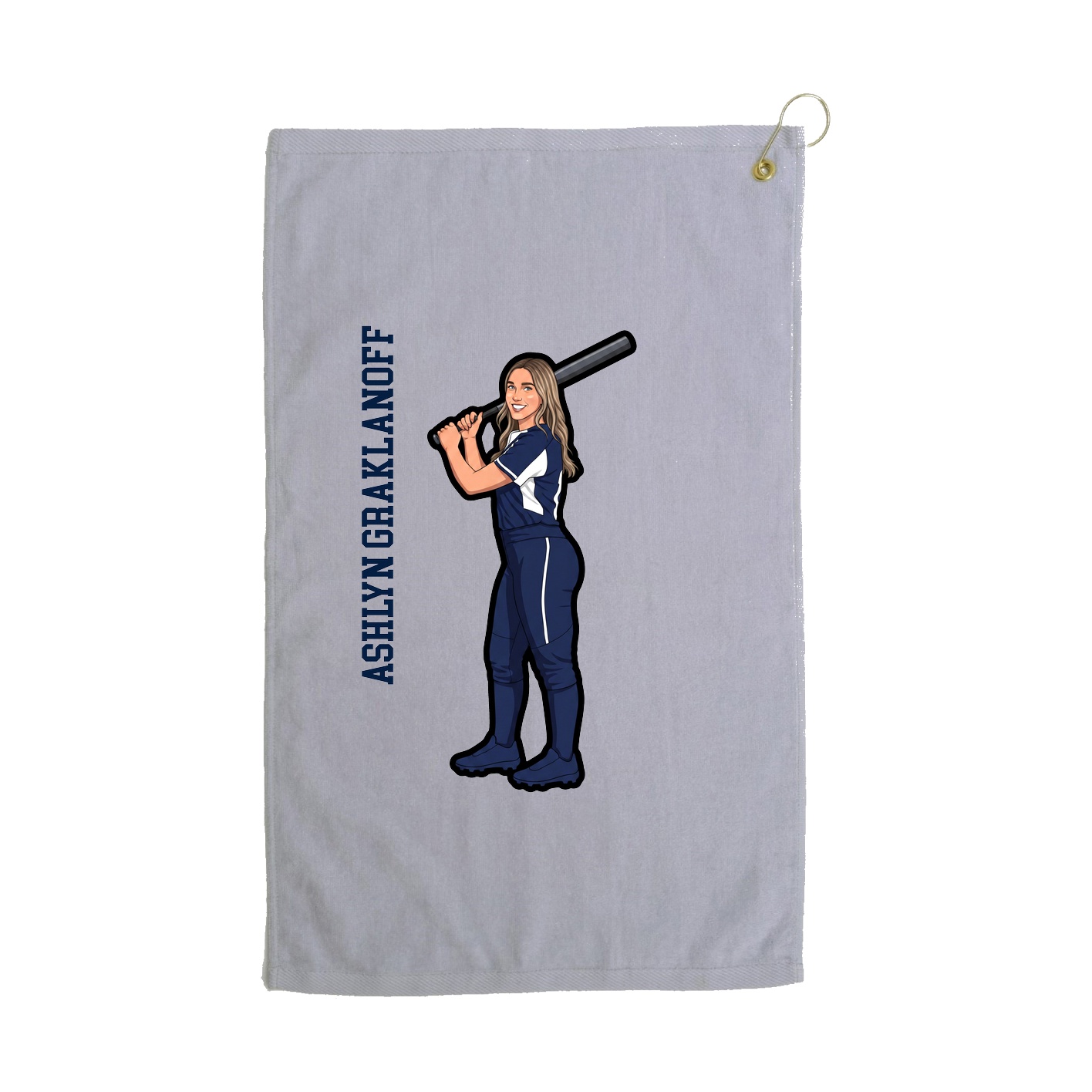 Golf Towel — Name Vertical in Grey