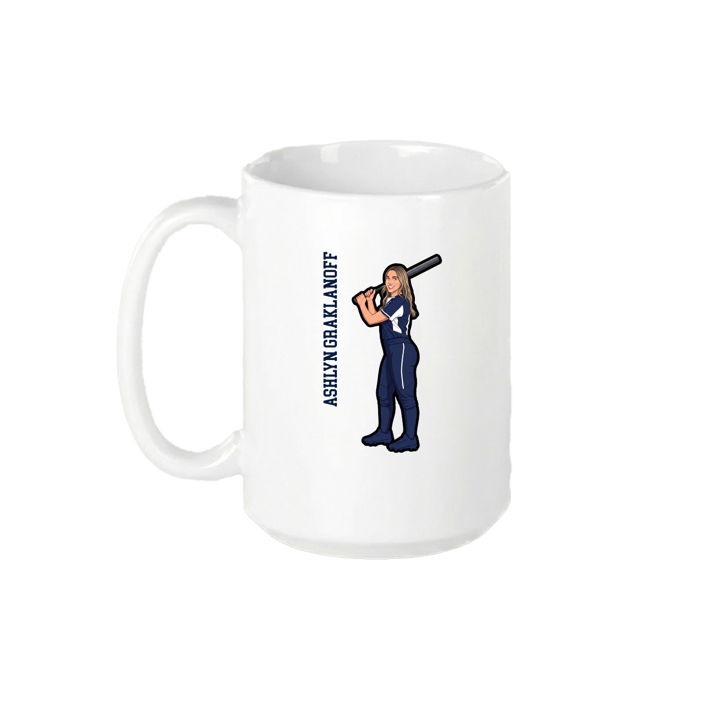 15oz Coffee Mug — Name Vertical in White