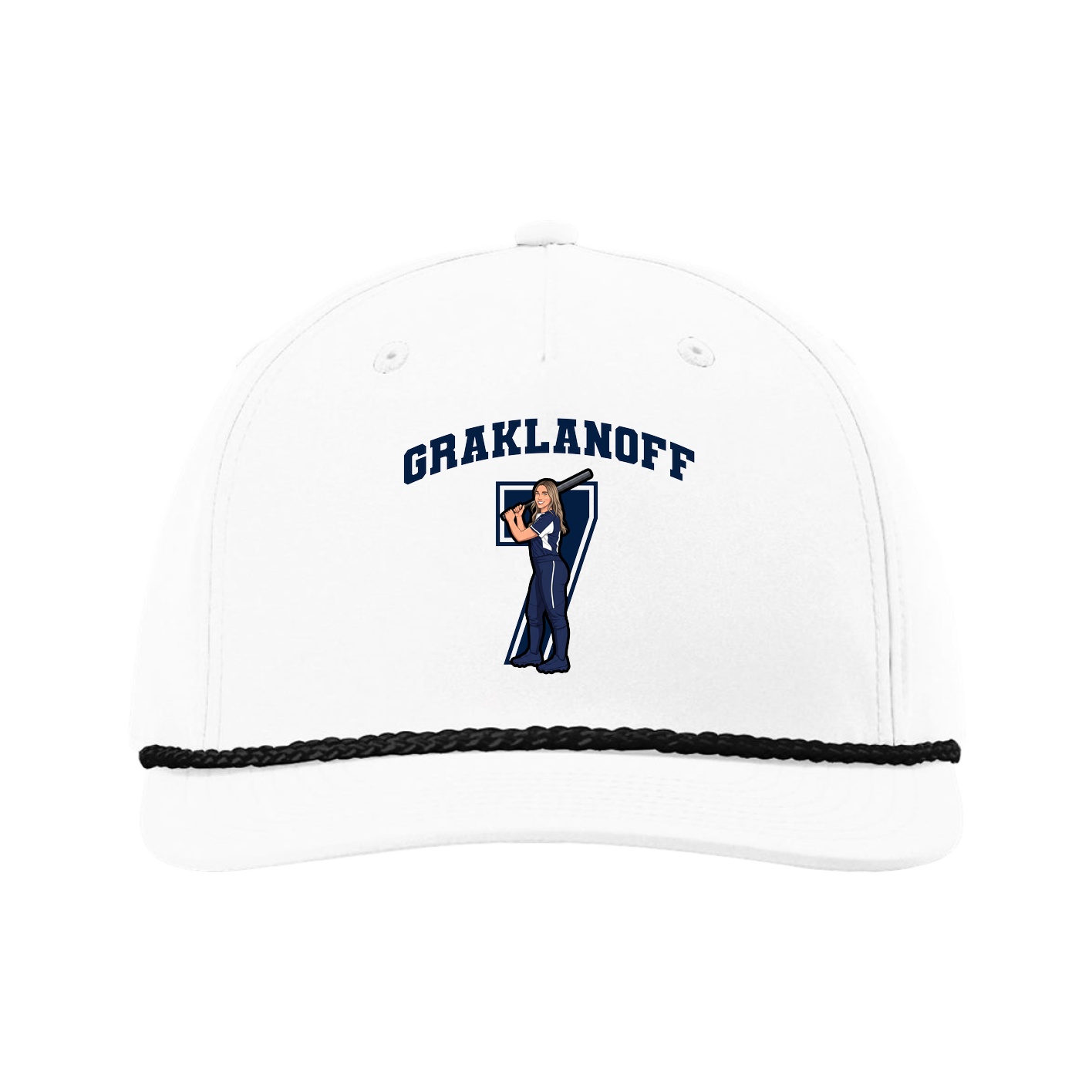 Five-Panel Classic Rope Cap — Number in White