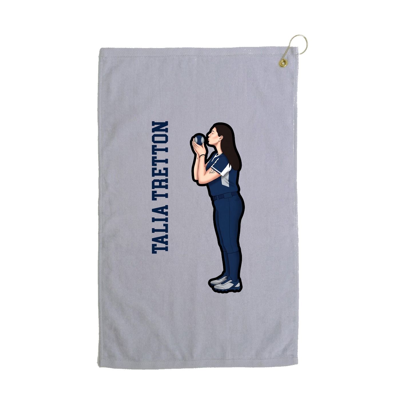 Golf Towel — Name Vertical in Grey