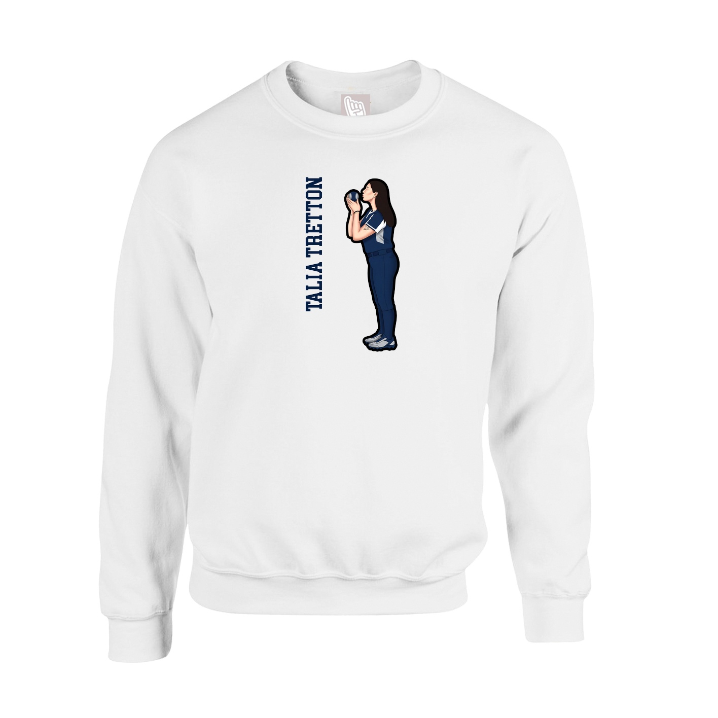 Fleece Crew — Name Vertical in White