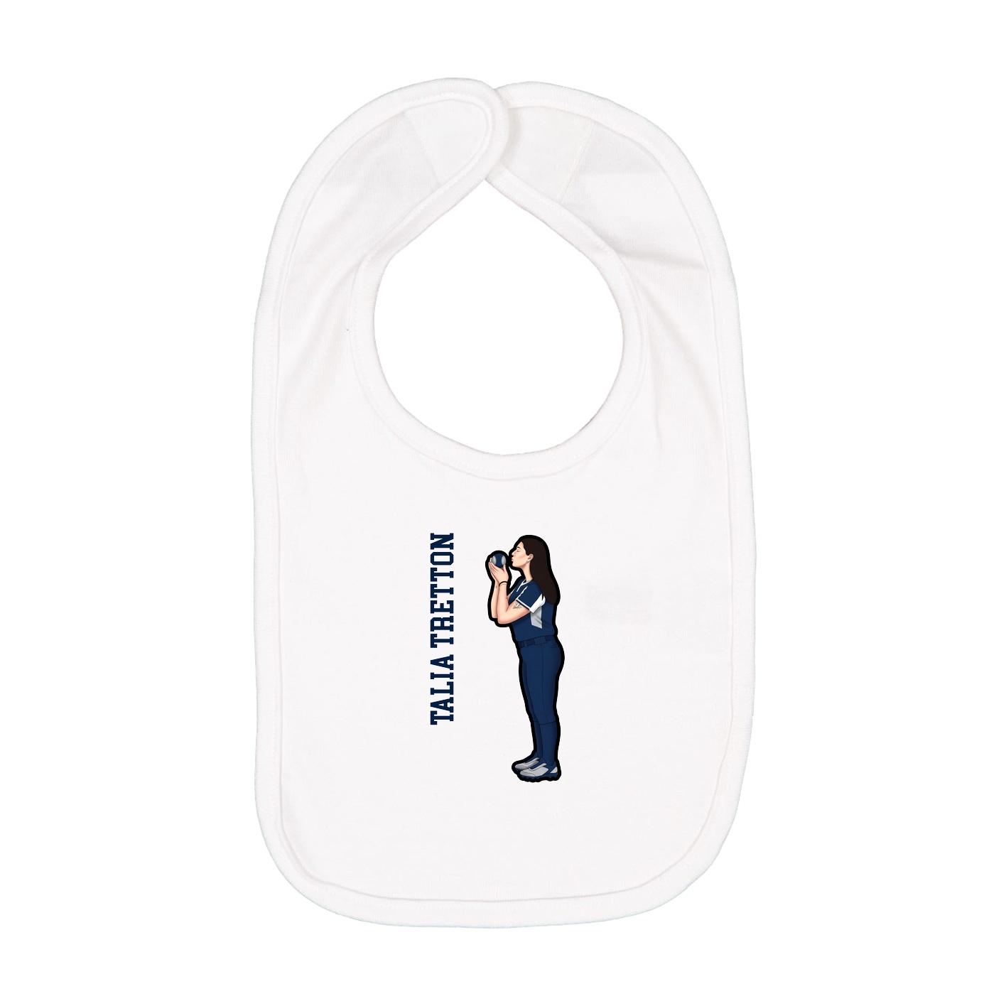 Infant Bib — Name Vertical in White
