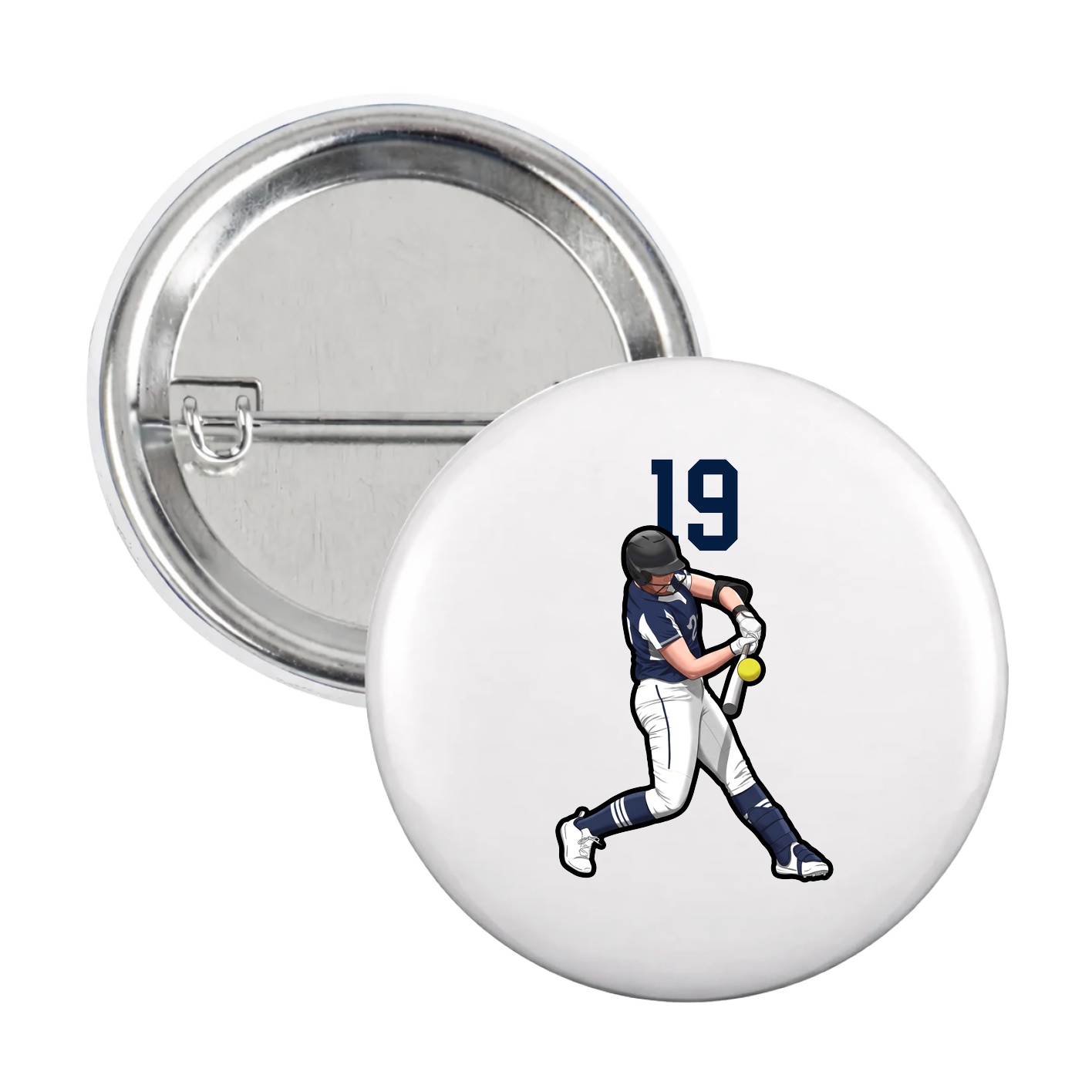 Game Day Button — Number Top in White