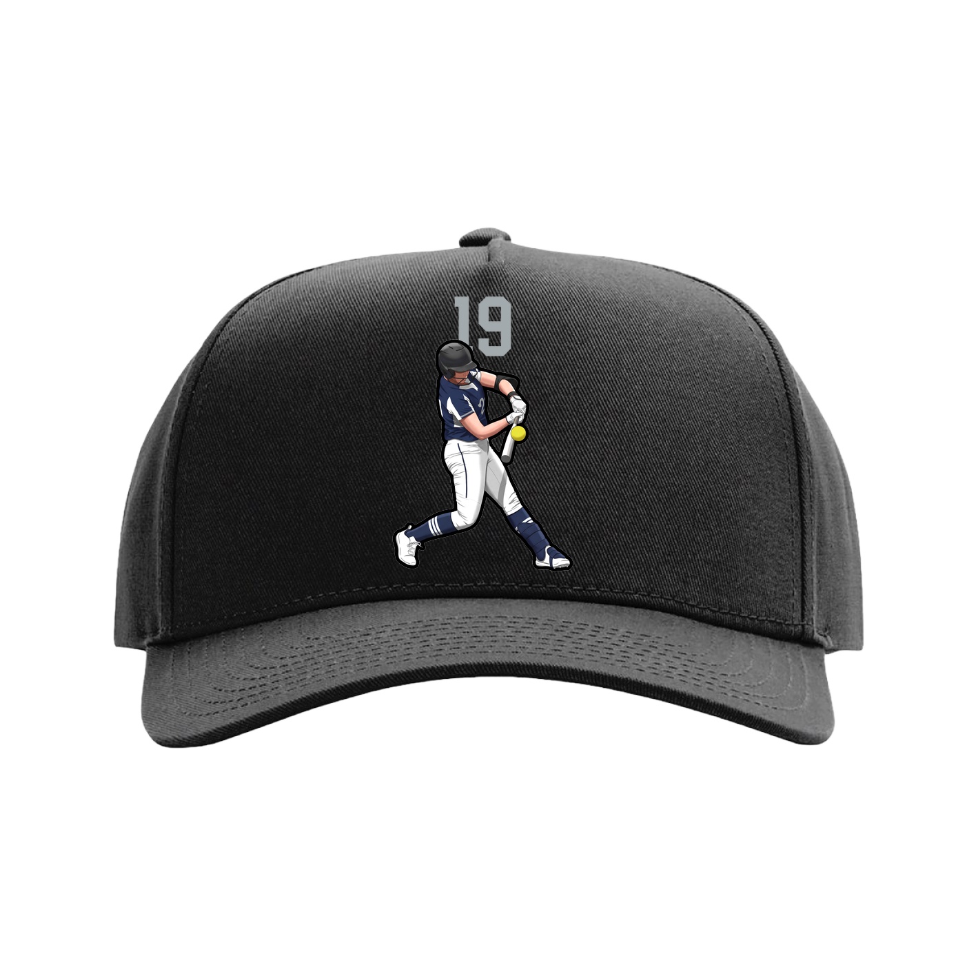 Full Fabric Five-Panel Champ Cap — Number Top in Black