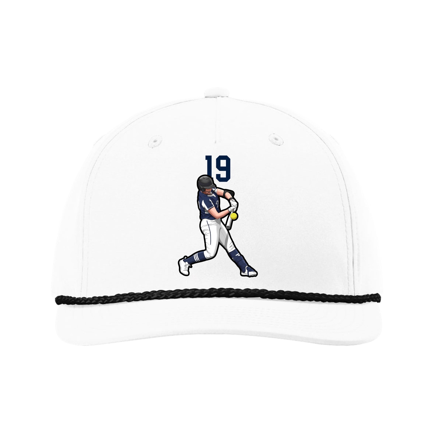 Five-Panel Classic Rope Cap — Number Top in White