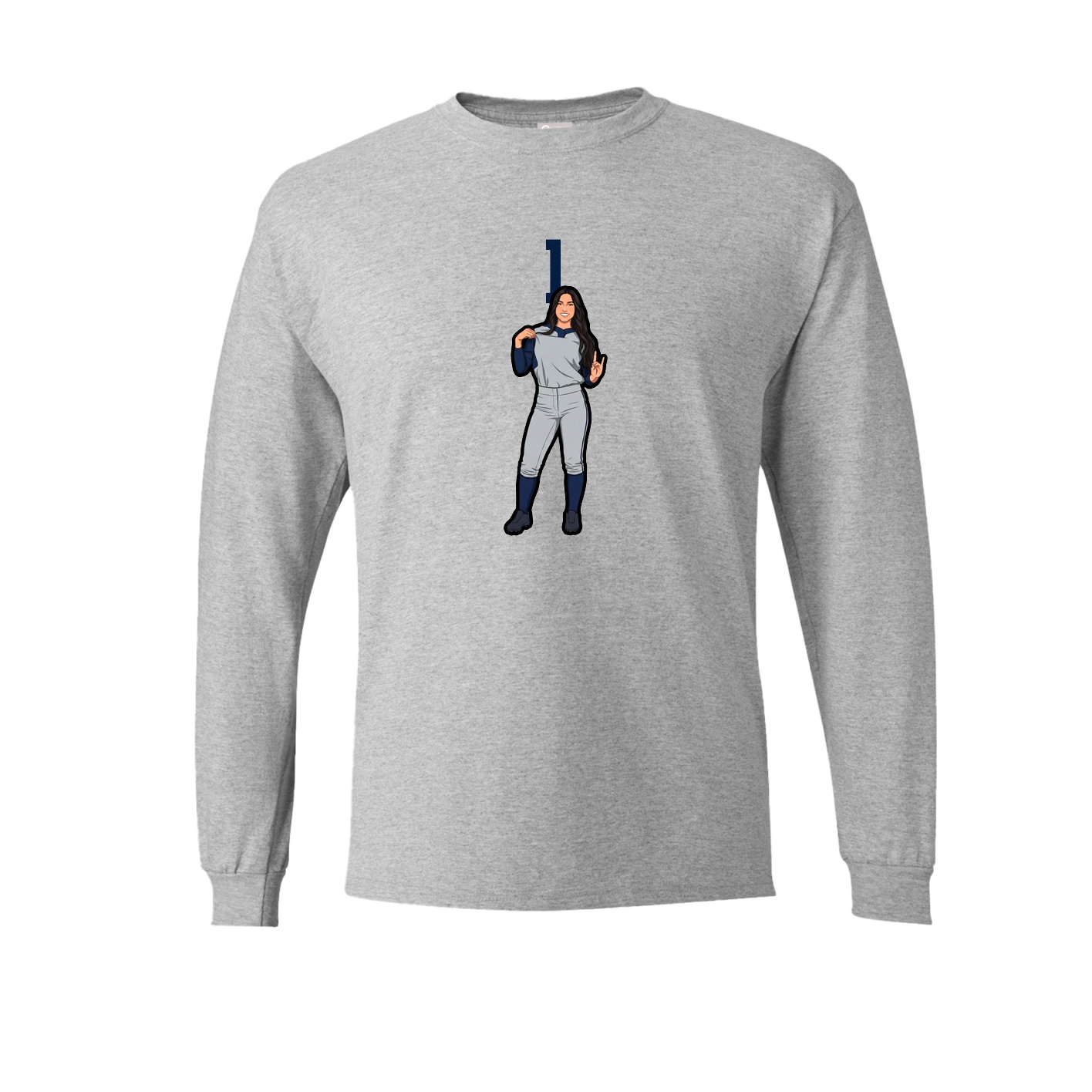 Long Sleeve Tee — Number Top in Grey