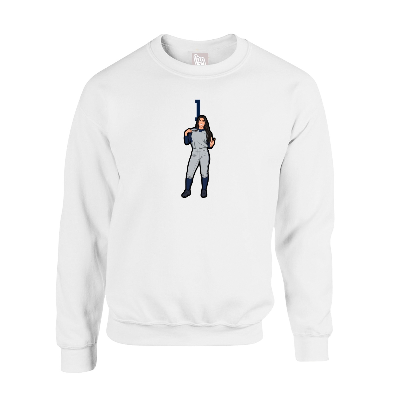 Fleece Crew — Number Top in White