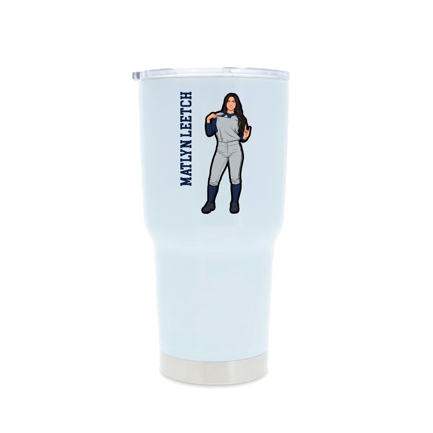 30oz Stainless Steel Tumbler — Name Vertical in White