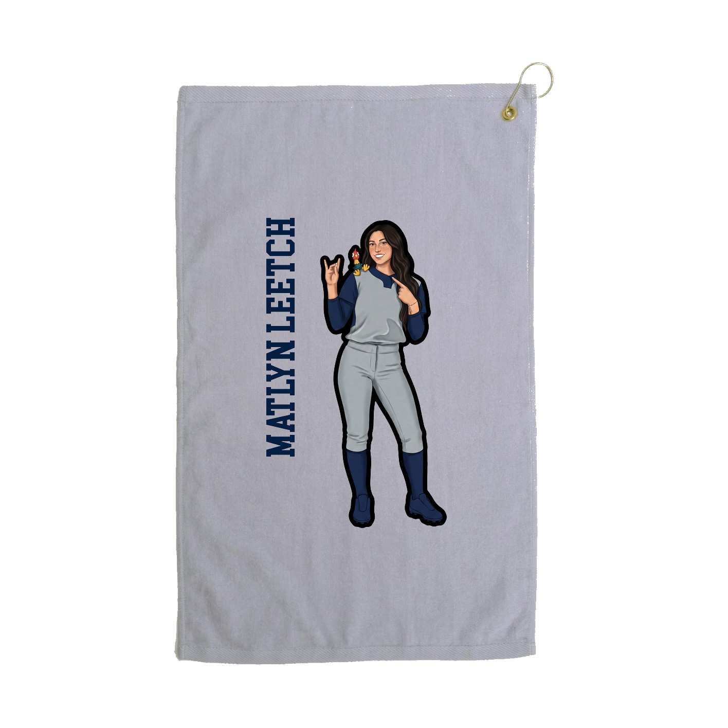 Golf Towel — Name Vertical in Grey