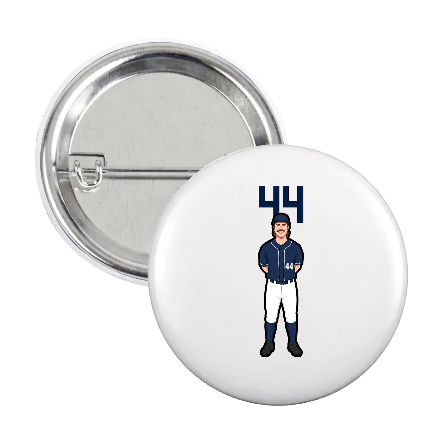Game Day Button — Number Top in White