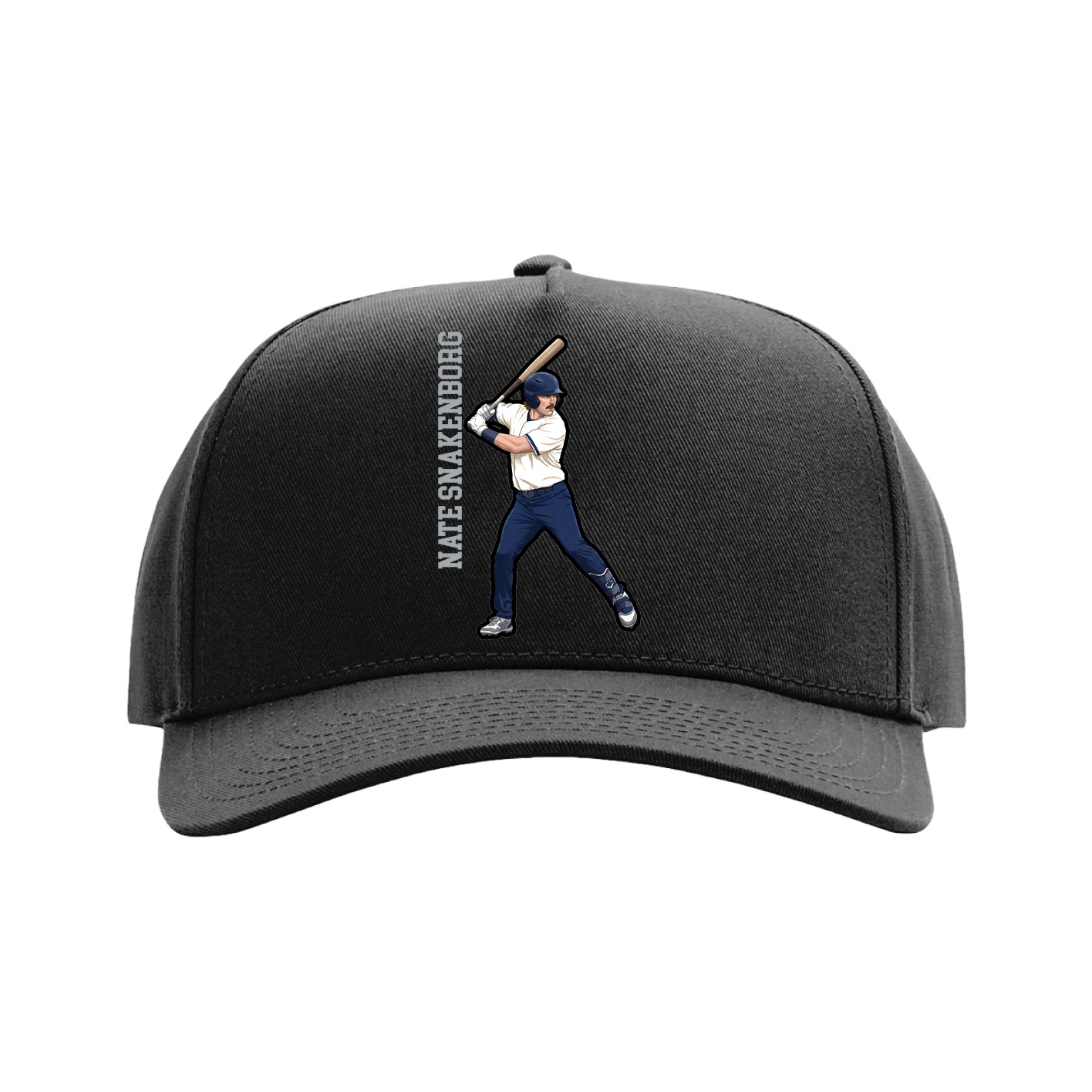 Full Fabric Five-Panel Champ Cap — Name Vertical in Black