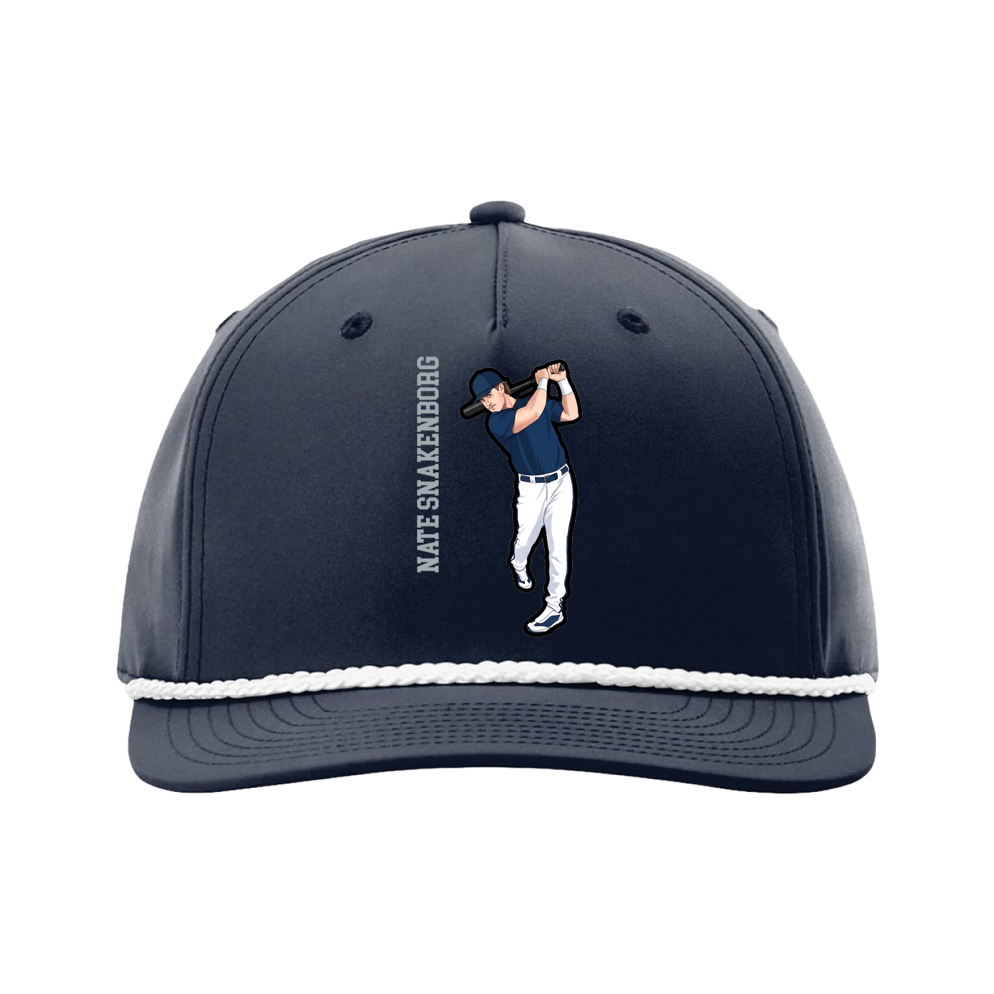 Five-Panel Classic Rope Cap — Name Vertical in Navy