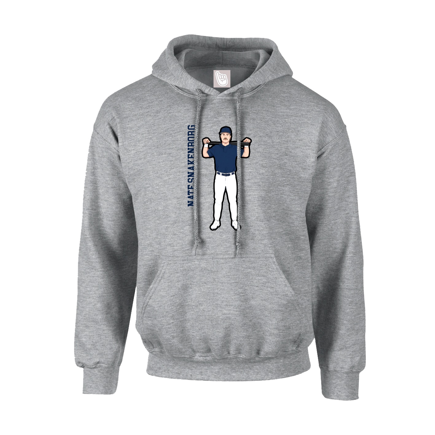 Hoodie — Name Vertical in Grey