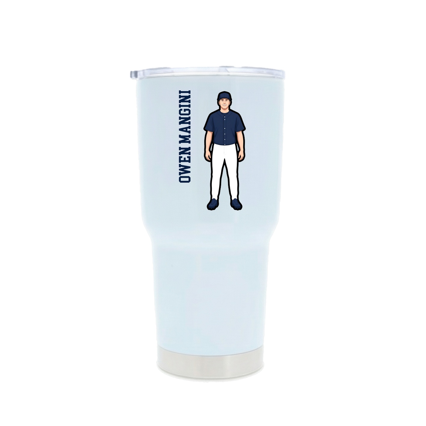 30oz Stainless Steel Tumbler — Name Vertical in White