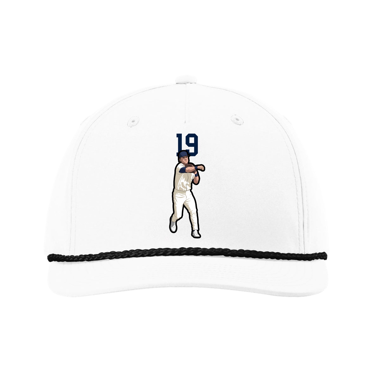 Five-Panel Classic Rope Cap — Number Top in White