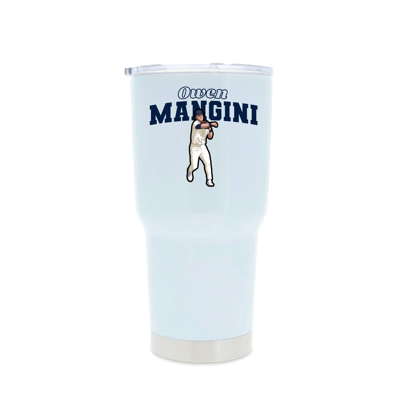 30oz Stainless Steel Tumbler — Name Arch in White